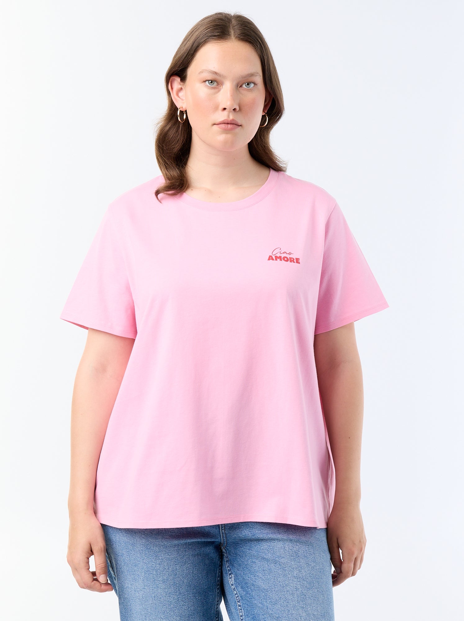 T-shirt à manches courtes avec imprimé - Rose (CQD34_29)