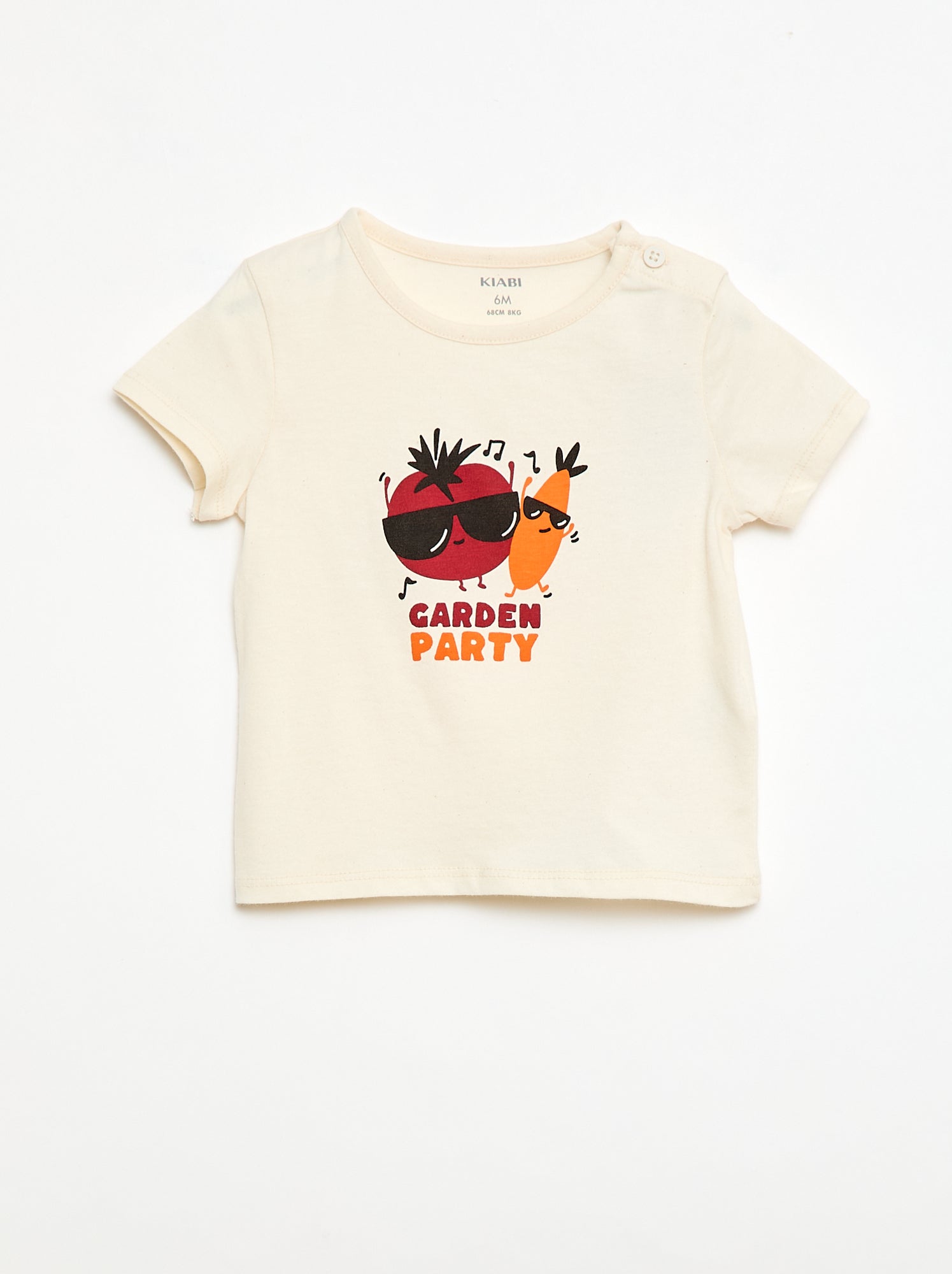 T-shirt à manches courtes en jersey de coton - Beige (FED39_9)