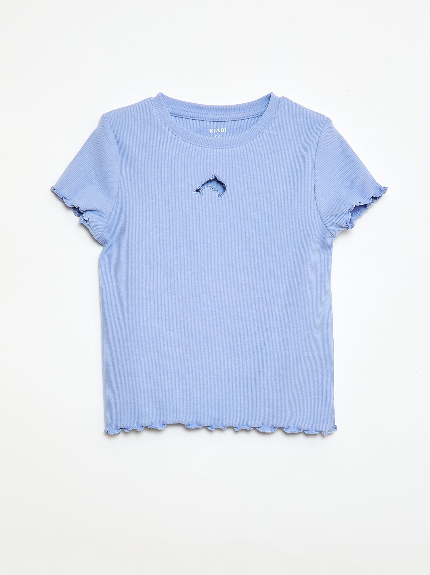 T-shirt à manches courtesavec forme ajourée - Bleu