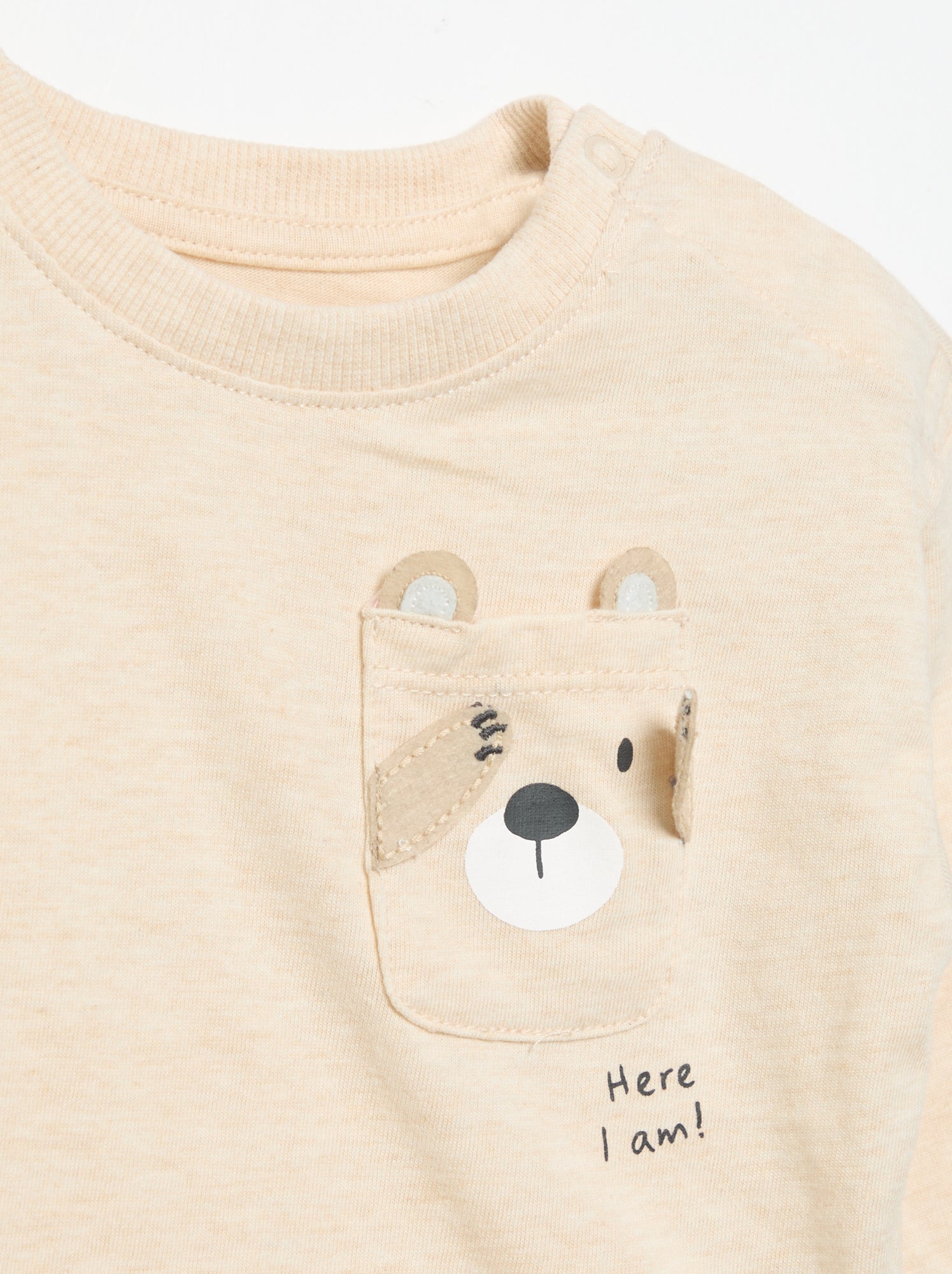 T-shirt à manches longues avec poche animée - Beige
