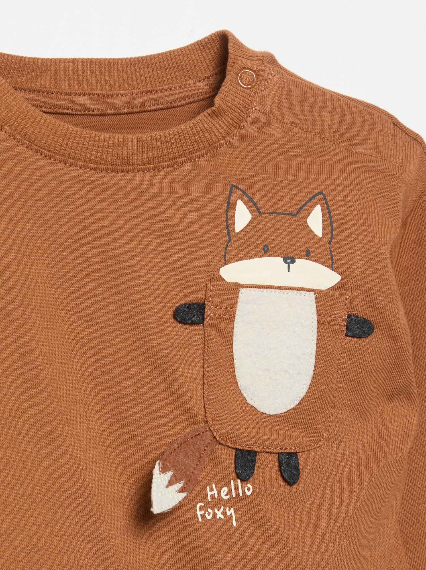 T-shirt à manches longues avec poche animée - Marron (GIZ31_1)
