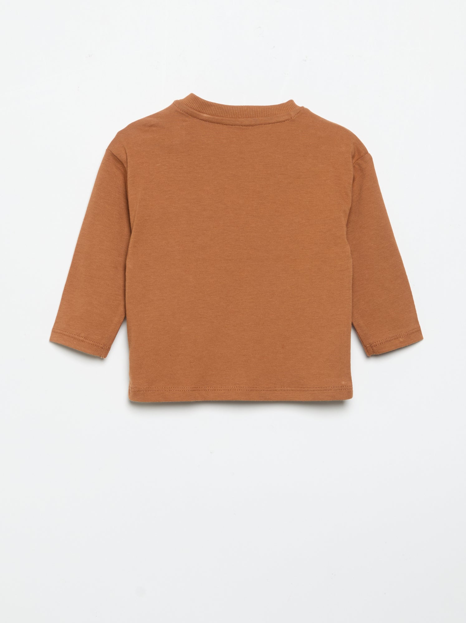 T-shirt à manches longues avec poche animée - Marron (GIZ31_1)