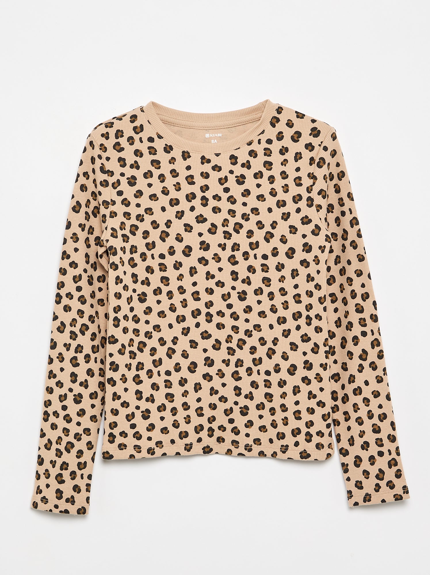 T-shirt à manches longues en maille côtelée - Beige