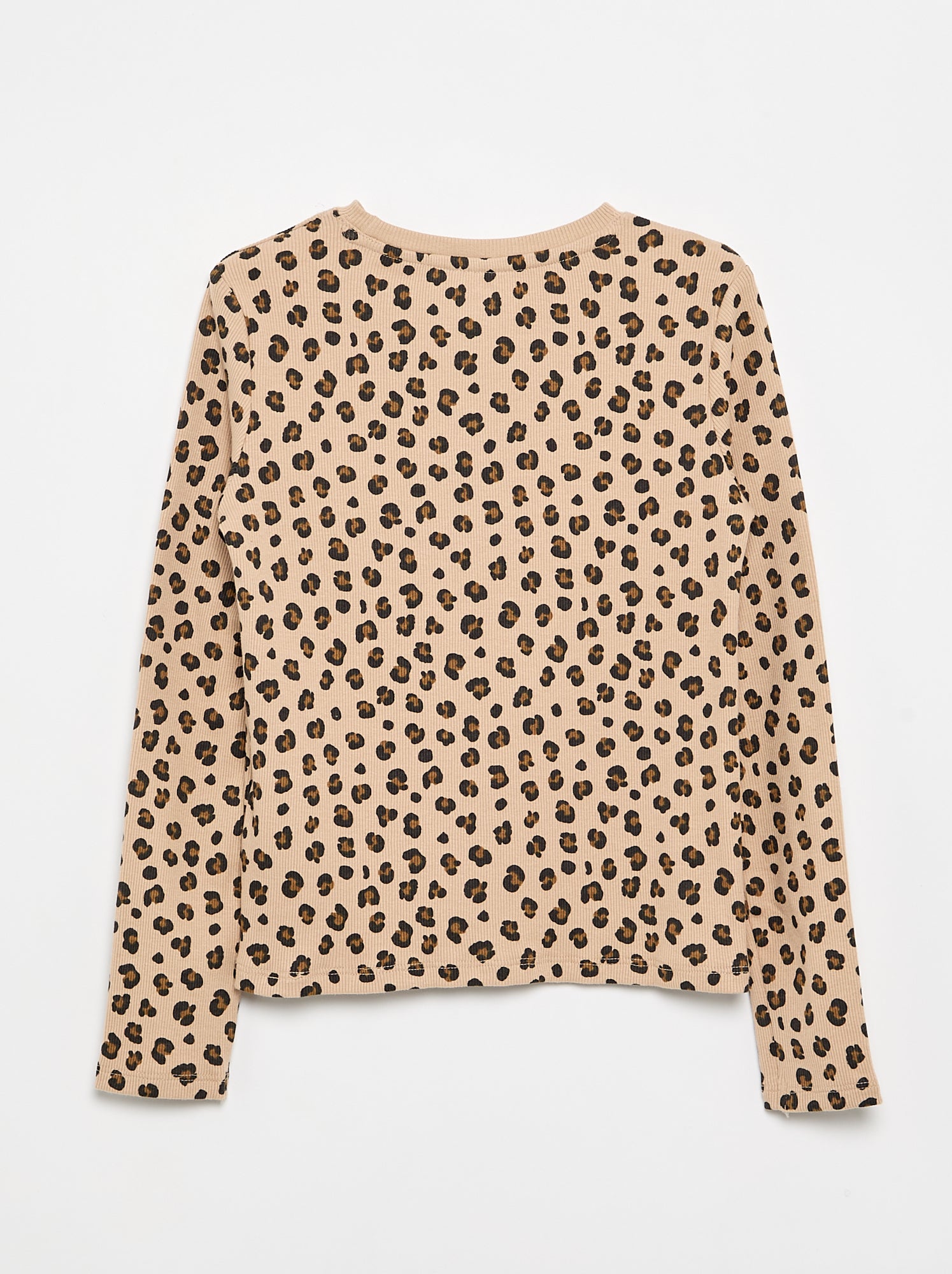 T-shirt à manches longues en maille côtelée - Beige