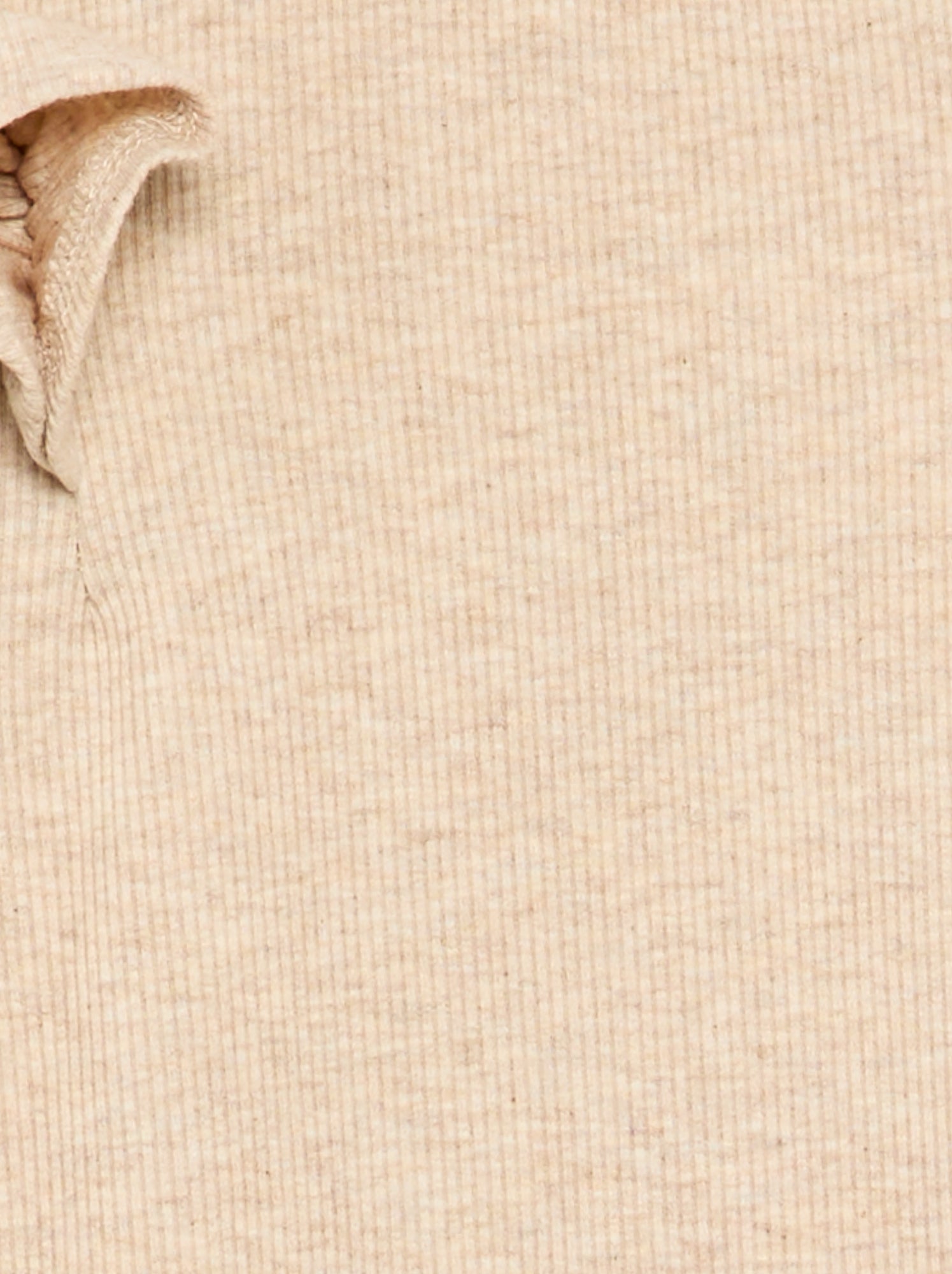 T-shirt à manches longues en maille côtelée - Beige