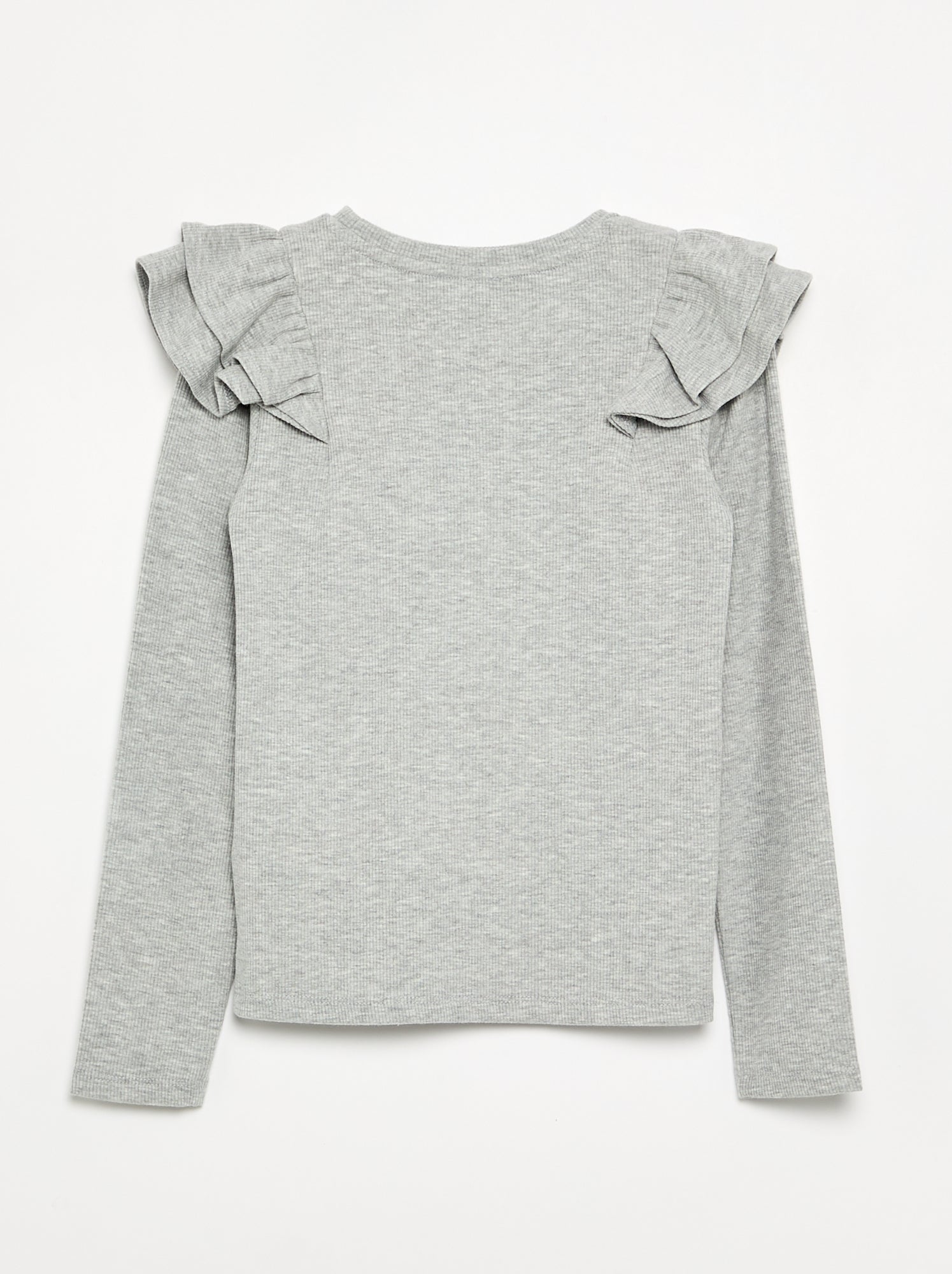 T-shirt à manches longues en maille côtelée - Gris