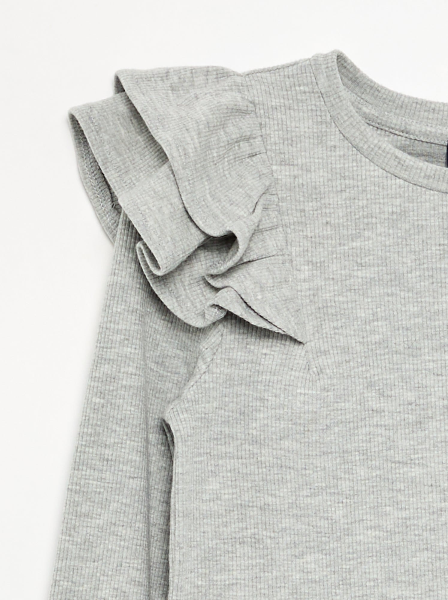 T-shirt à manches longues en maille côtelée - Gris