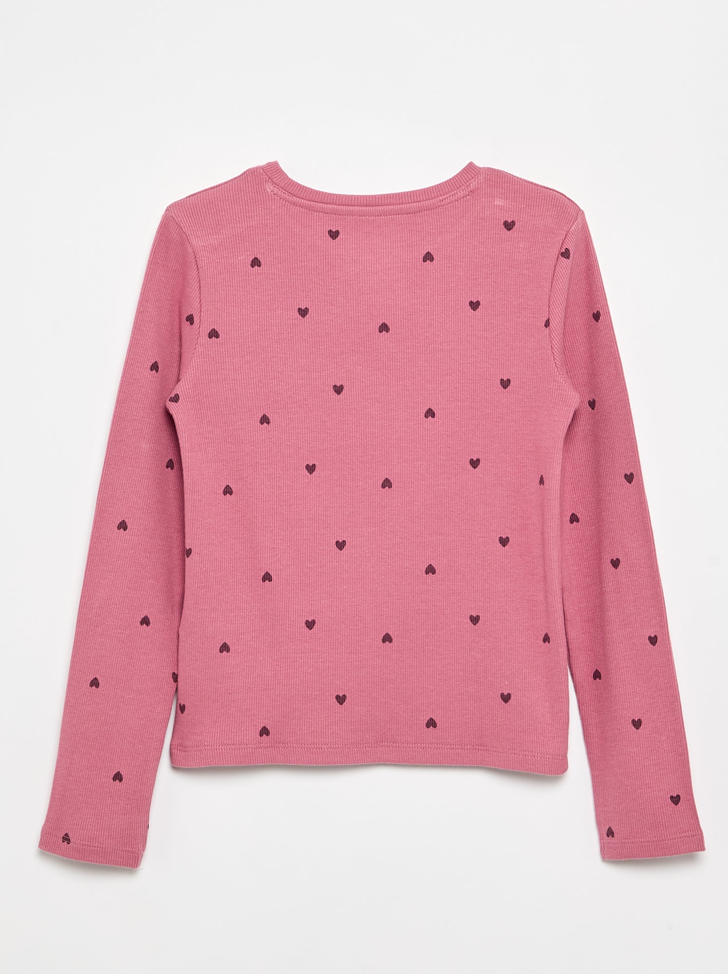 T-shirt à manches longues en maille côtelée - Rose