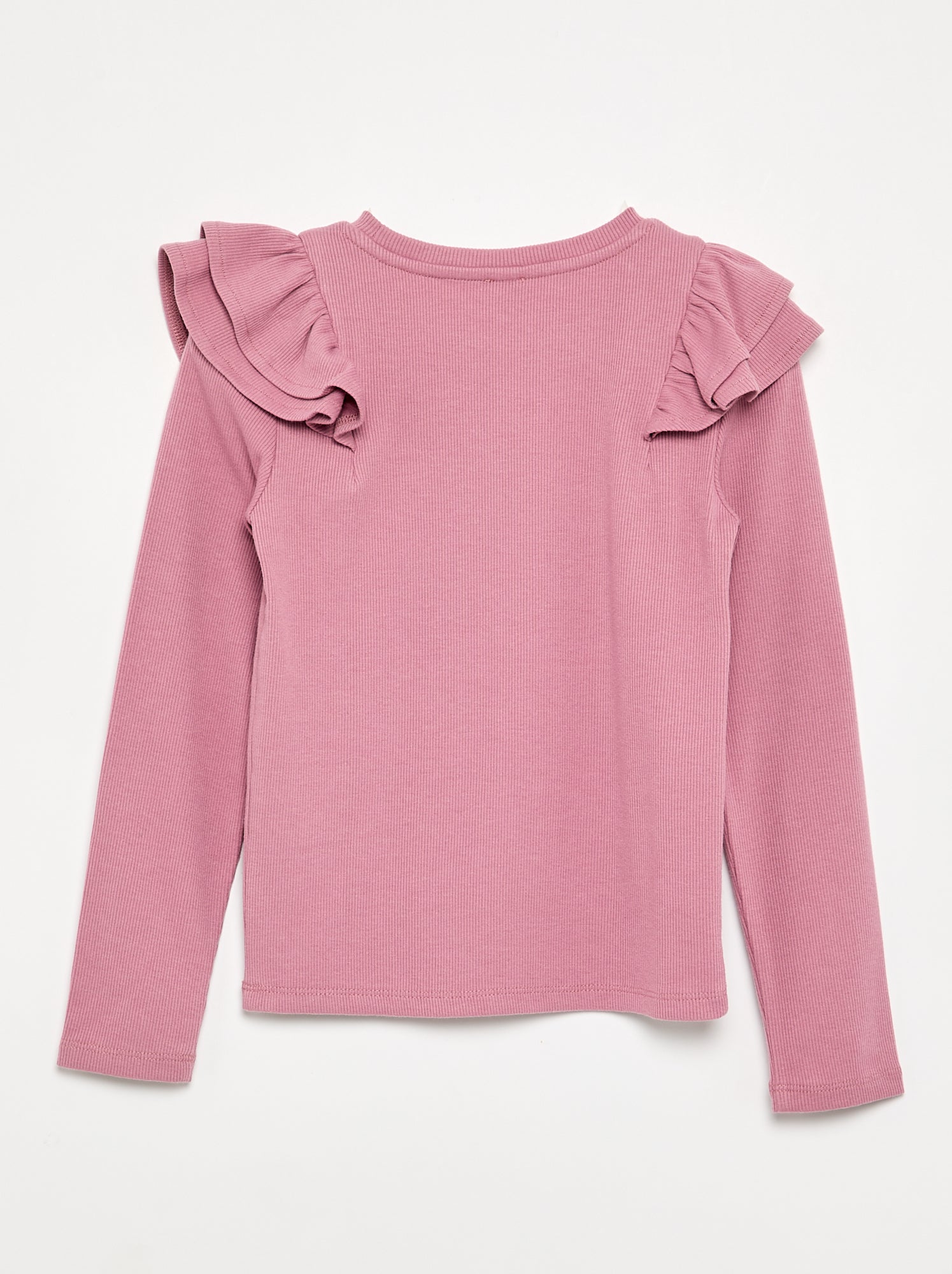 T-shirt à manches longues en maille côtelée - Rose