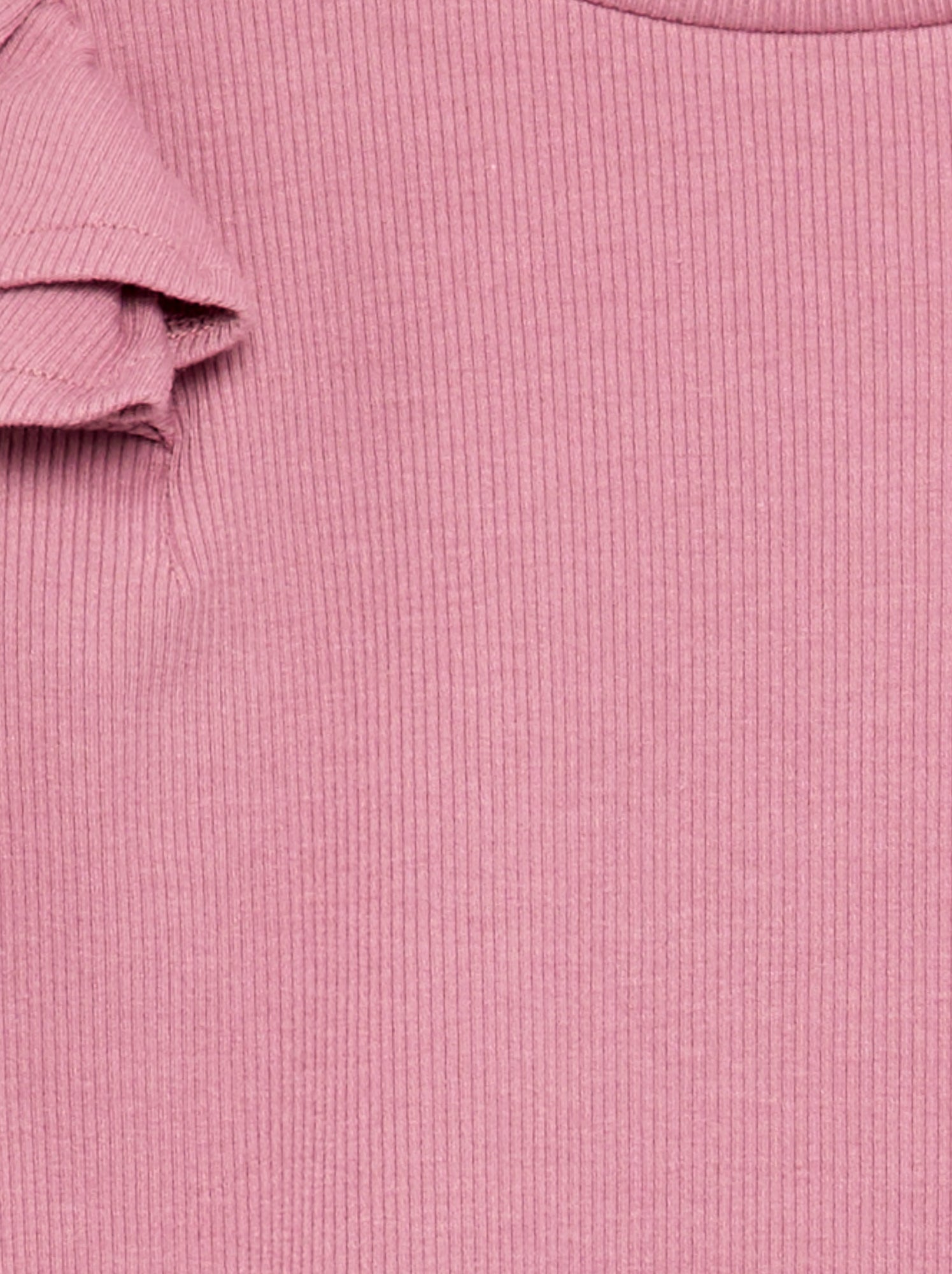 T-shirt à manches longues en maille côtelée - Rose