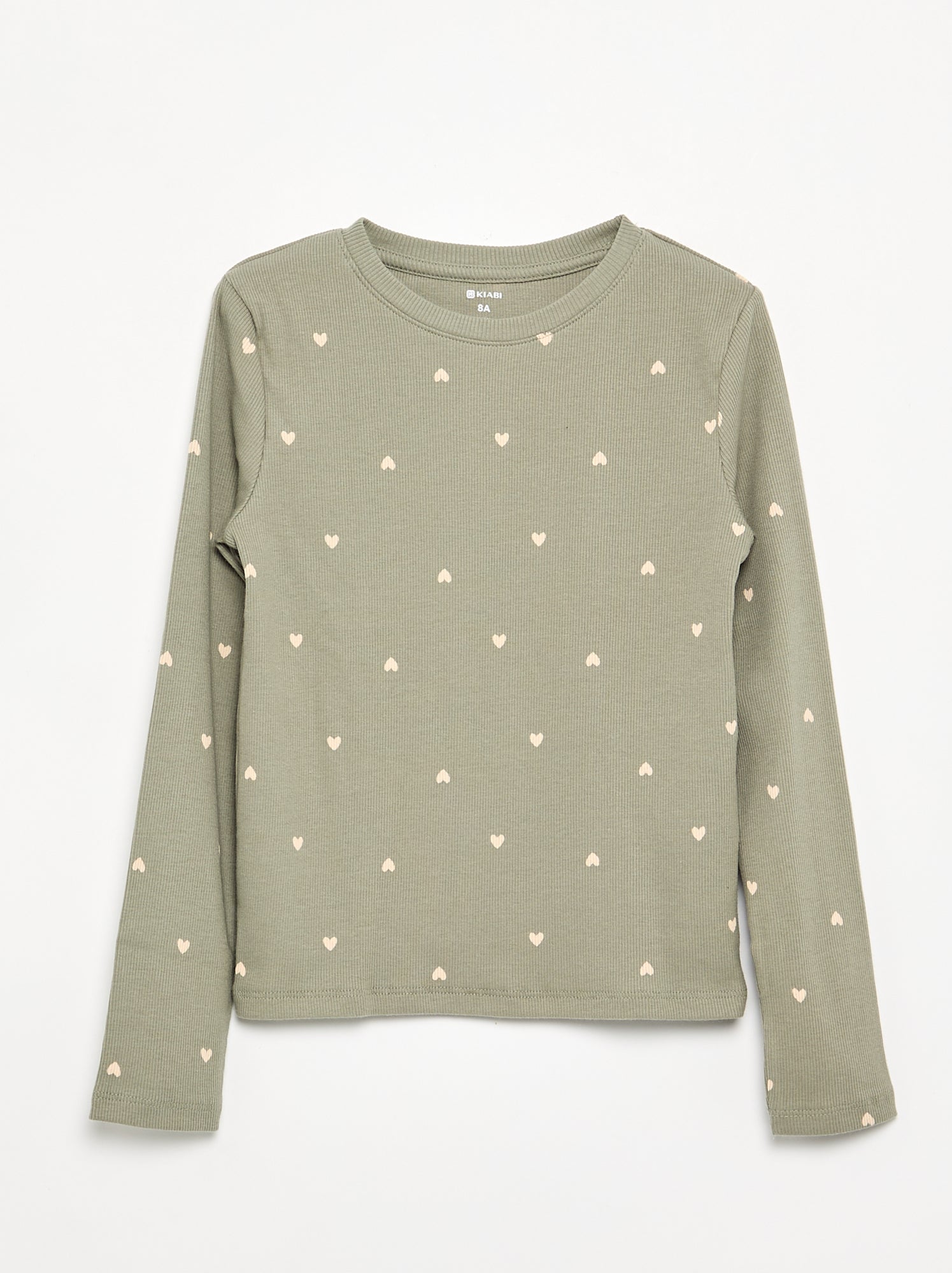 T-shirt à manches longues en maille côtelée - Vert