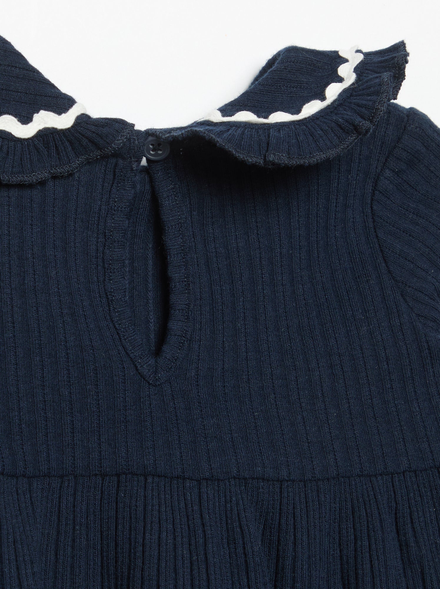 T-shirt à manches longues et col claudine - Bleu