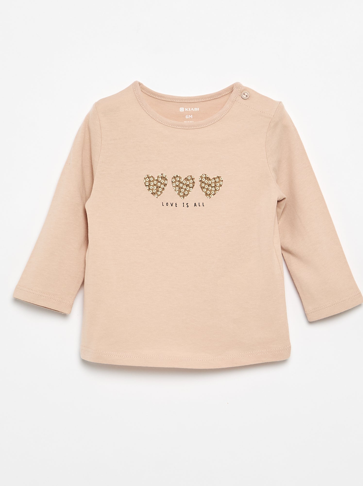 T-shirt à manches longues imprimé - Beige