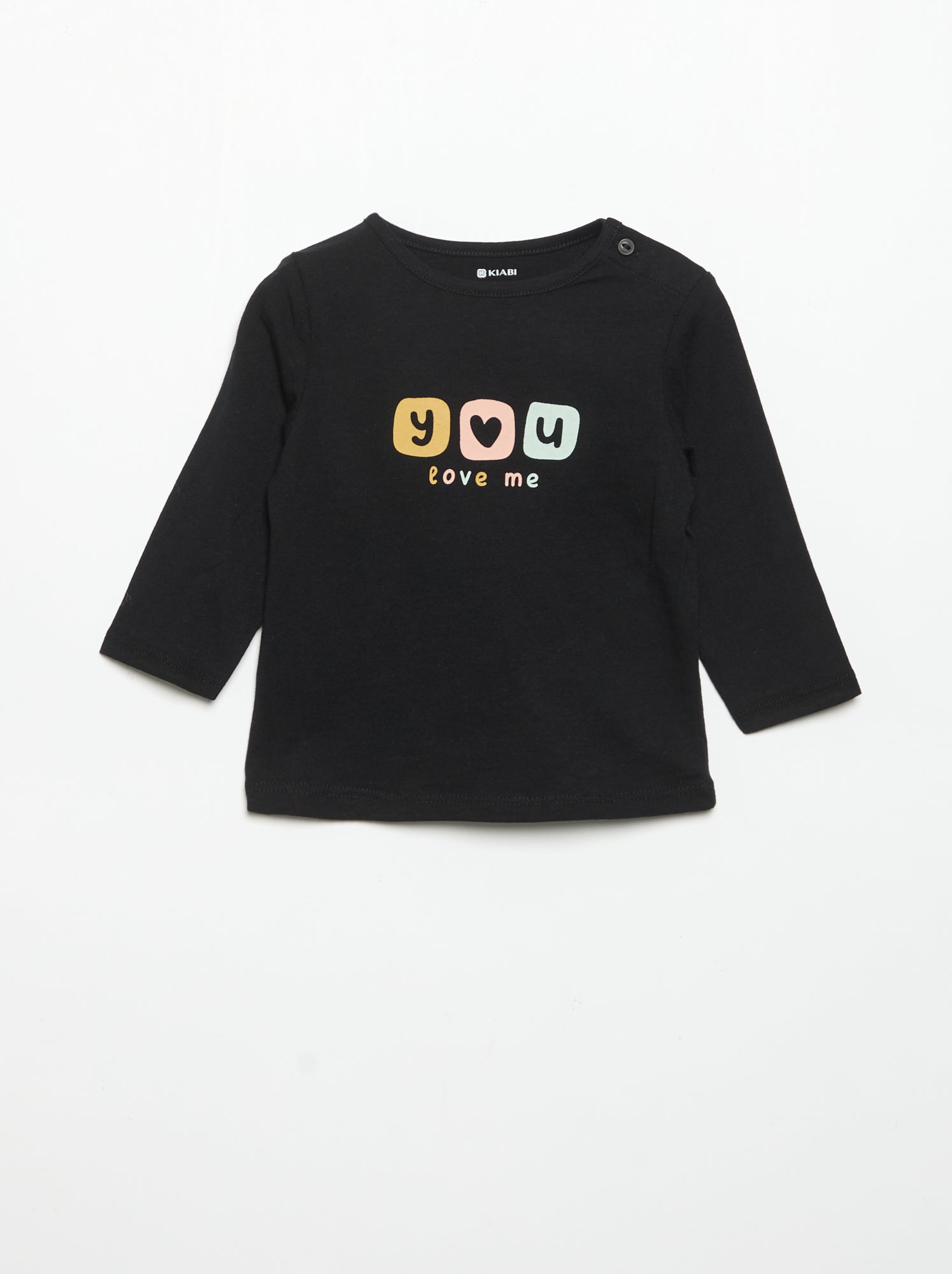 T-shirt à manches longues imprimé - Noir