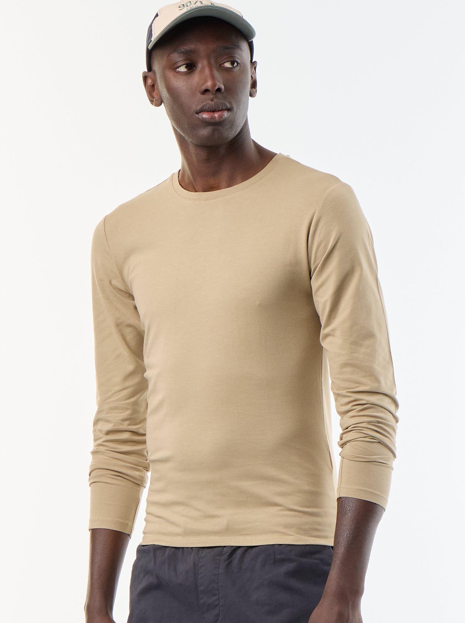 T-shirt à manches longues uni - Beige (FYH82_4)