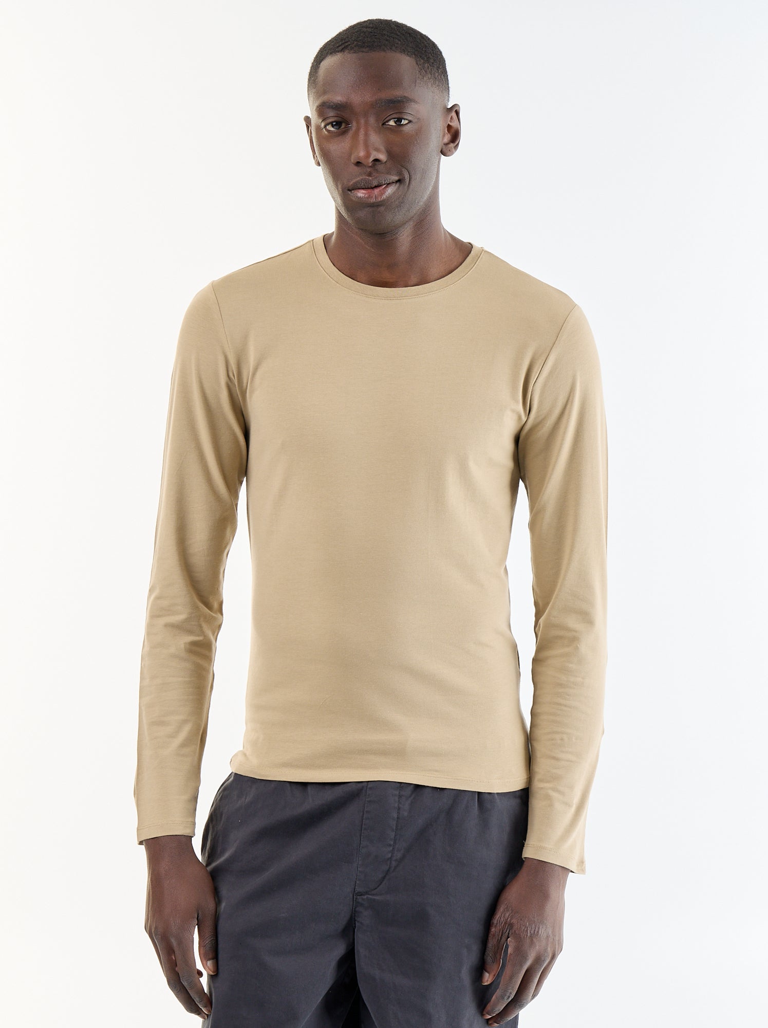 T-shirt à manches longues uni - Beige (FYH82_4)