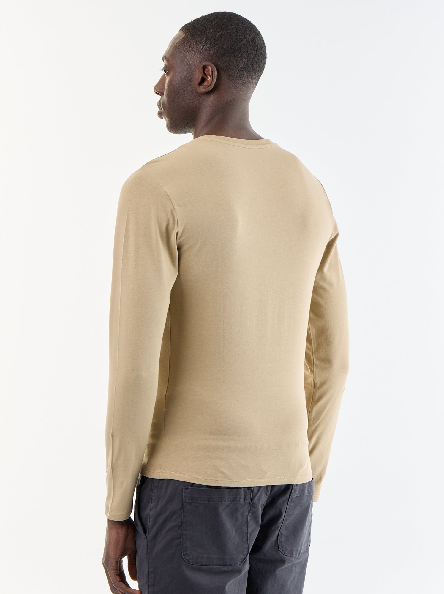 T-shirt à manches longues uni - Beige (FYH82_4)