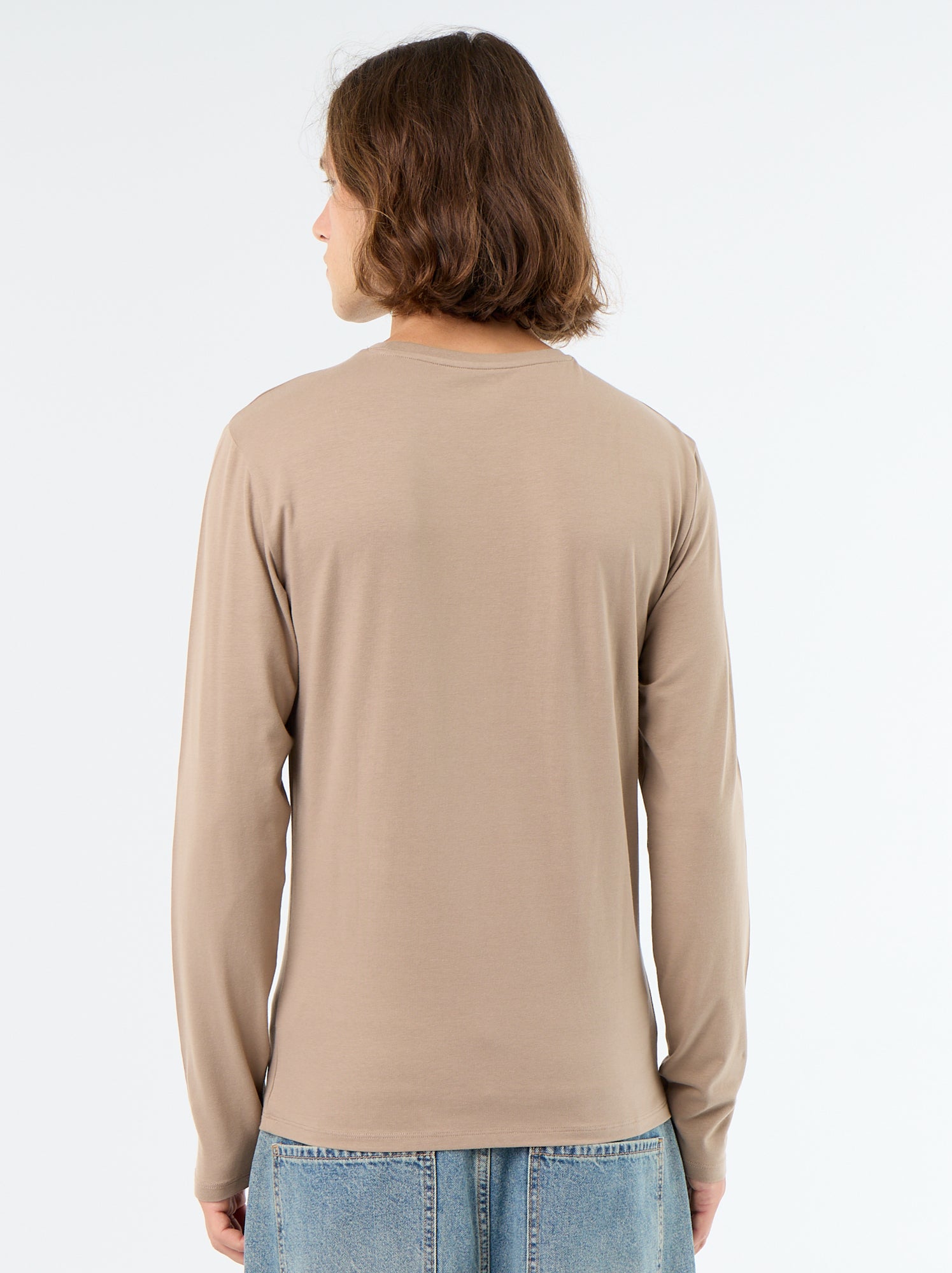 T-shirt à manches longues uni - Beige (FYH82_9)