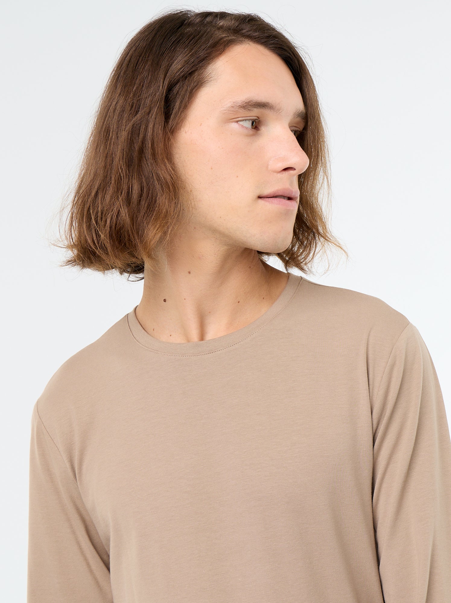 T-shirt à manches longues uni - Beige (FYH82_9)