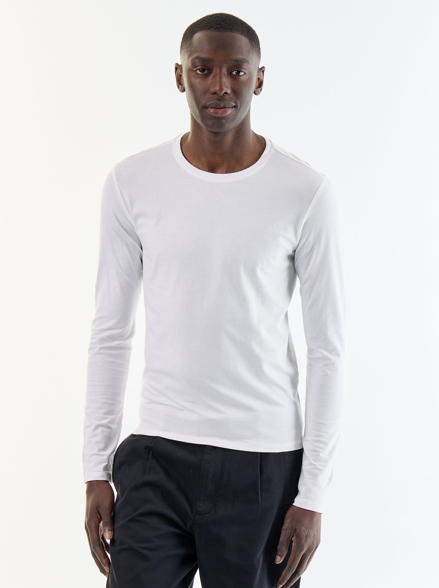 T-shirt à manches longues uni - Blanc
