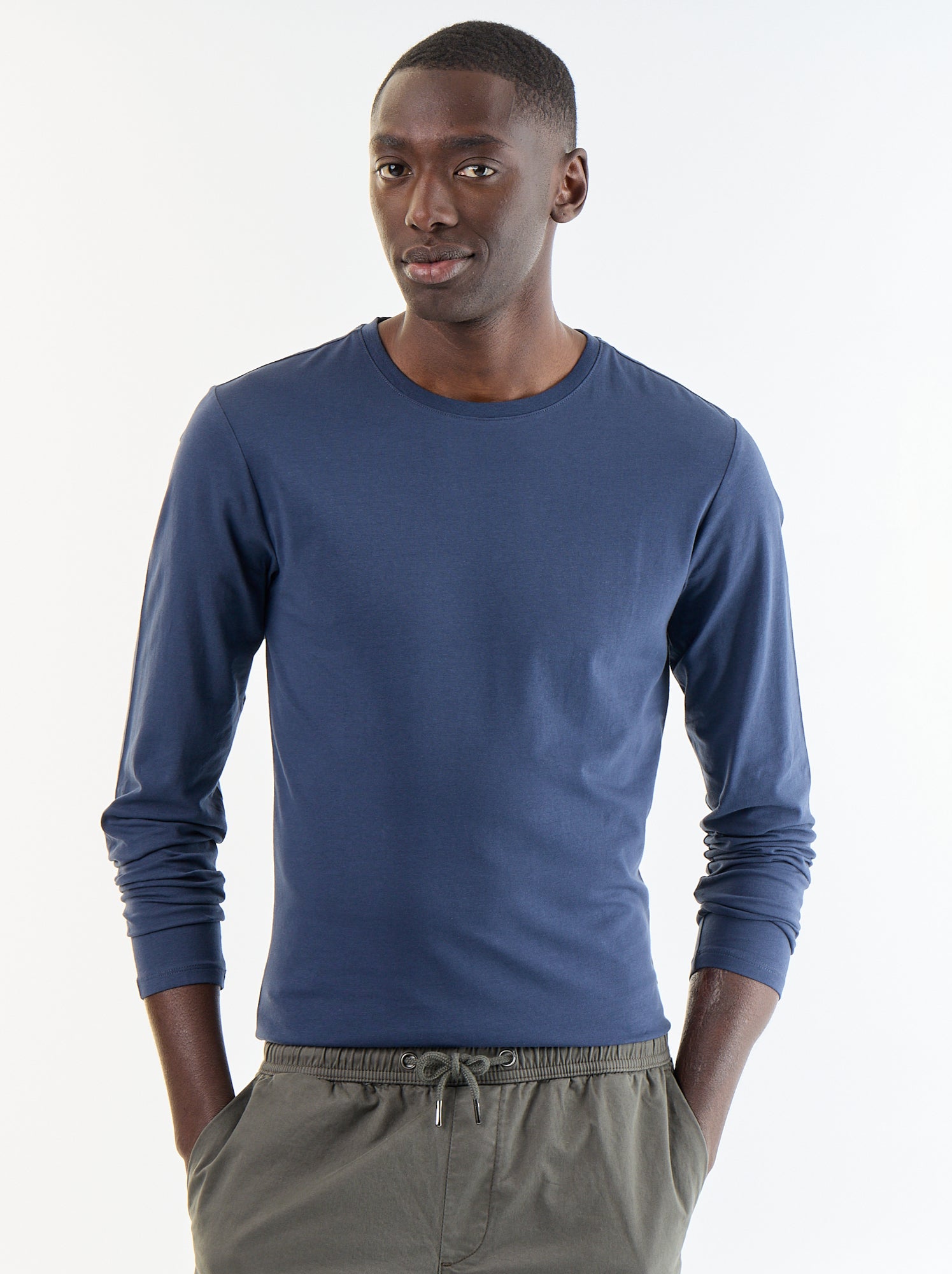 T-shirt à manches longues uni - Bleu (FYH82_2)