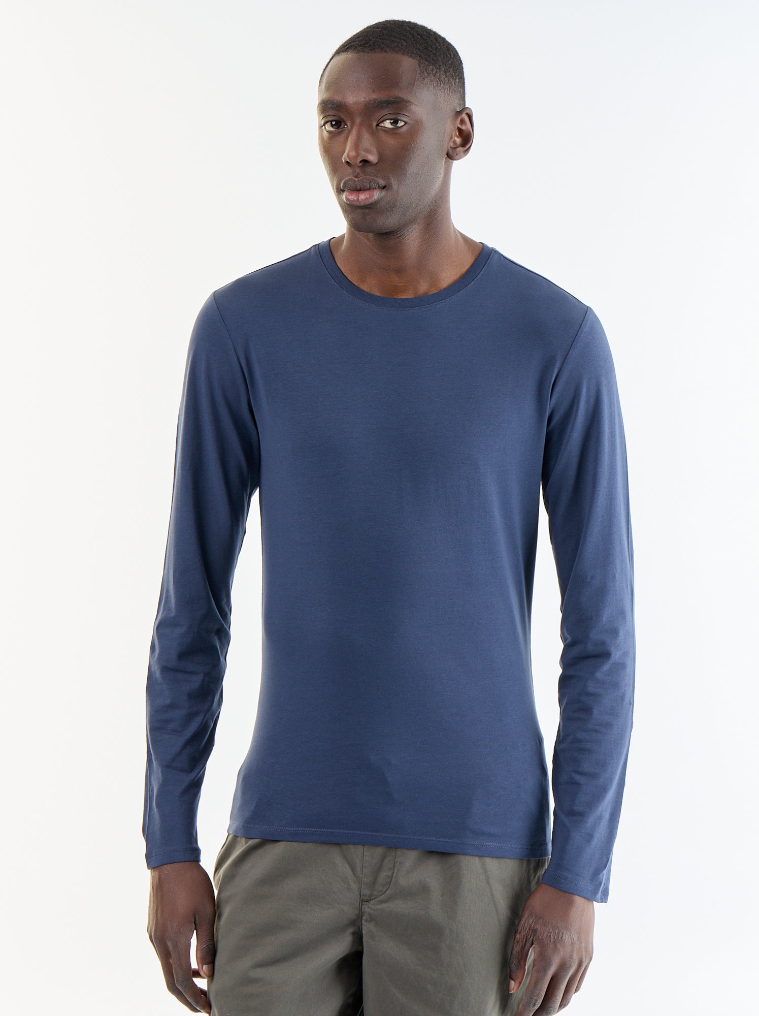 T-shirt à manches longues uni - Bleu (FYH82_2)