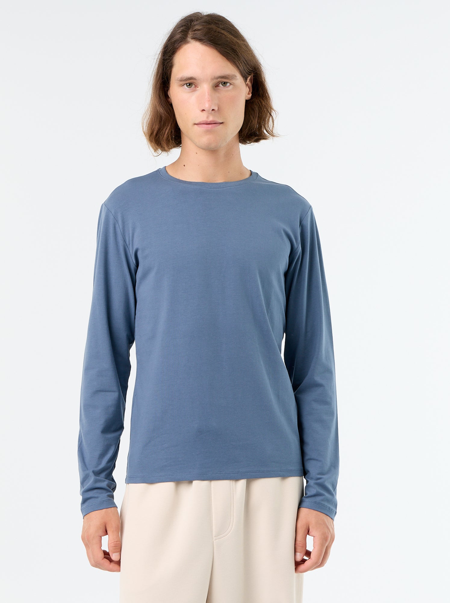 T-shirt à manches longues uni - Bleu (FYH82_6)
