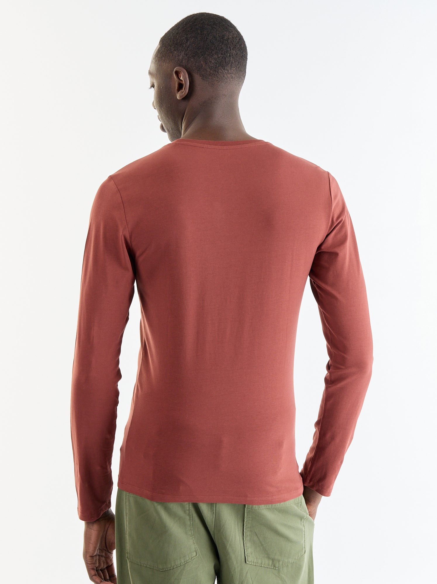 T-shirt à manches longues uni - Marron (FYH82_5)
