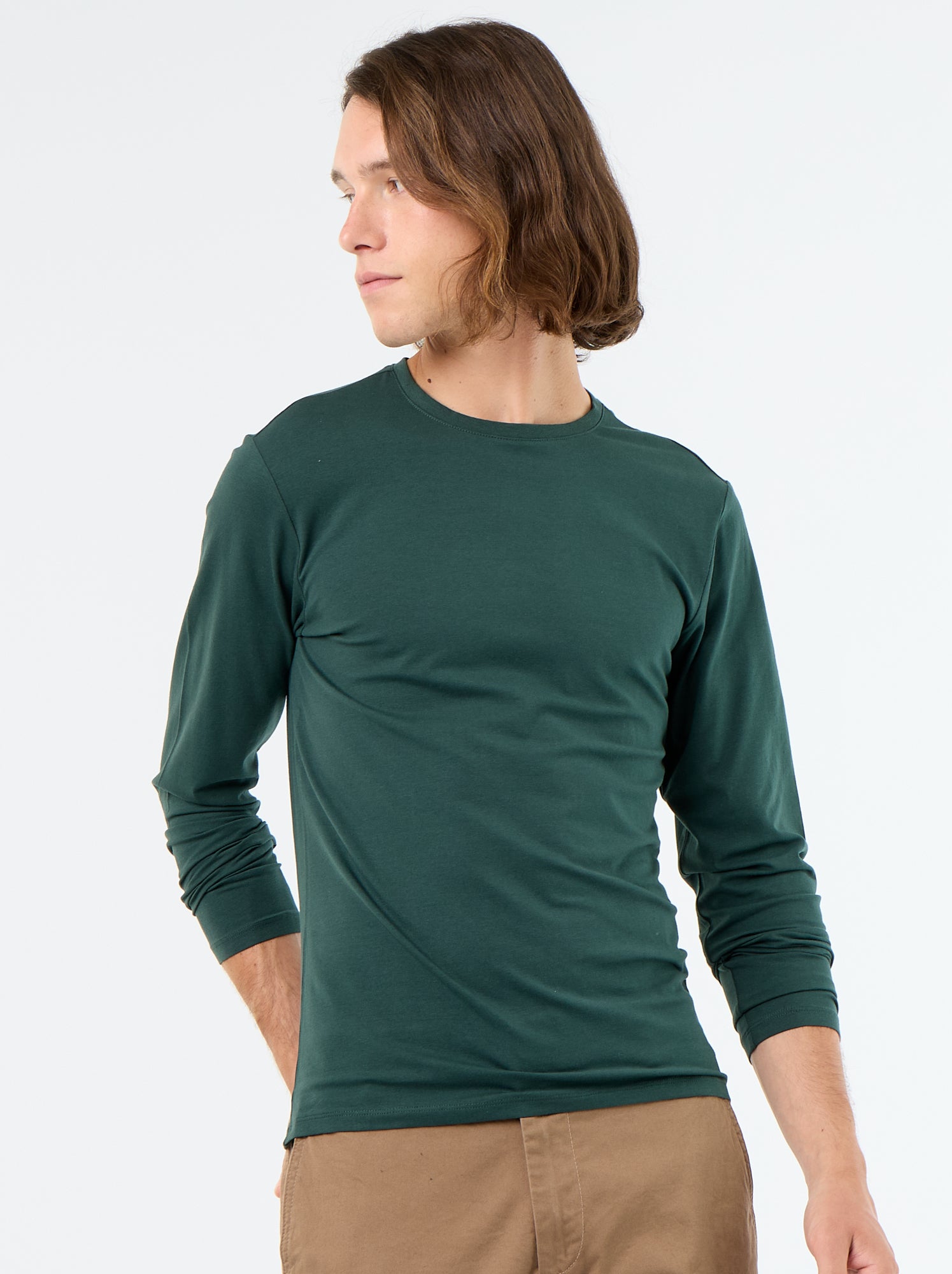 T-shirt à manches longues uni - Vert