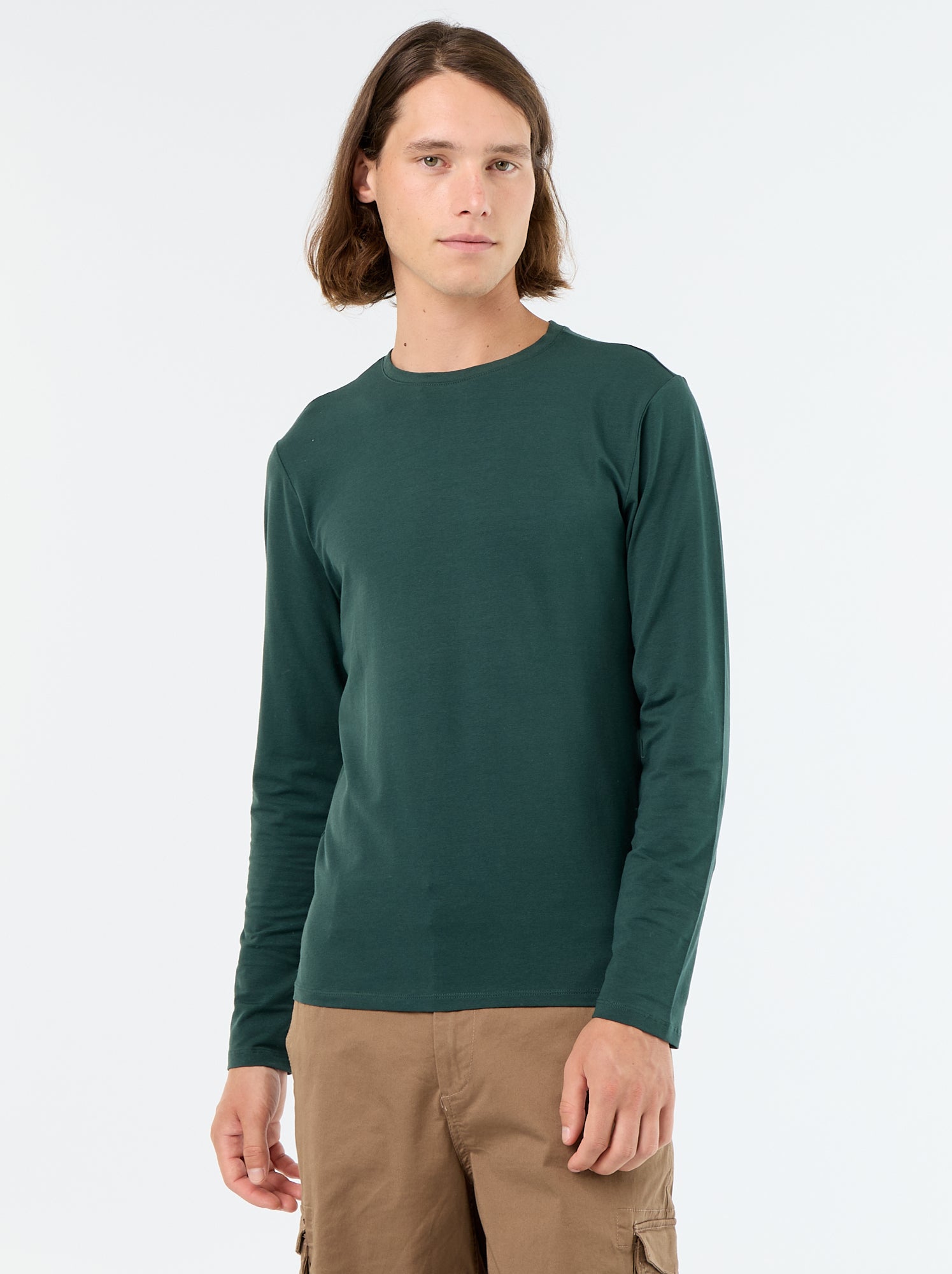 T-shirt à manches longues uni - Vert