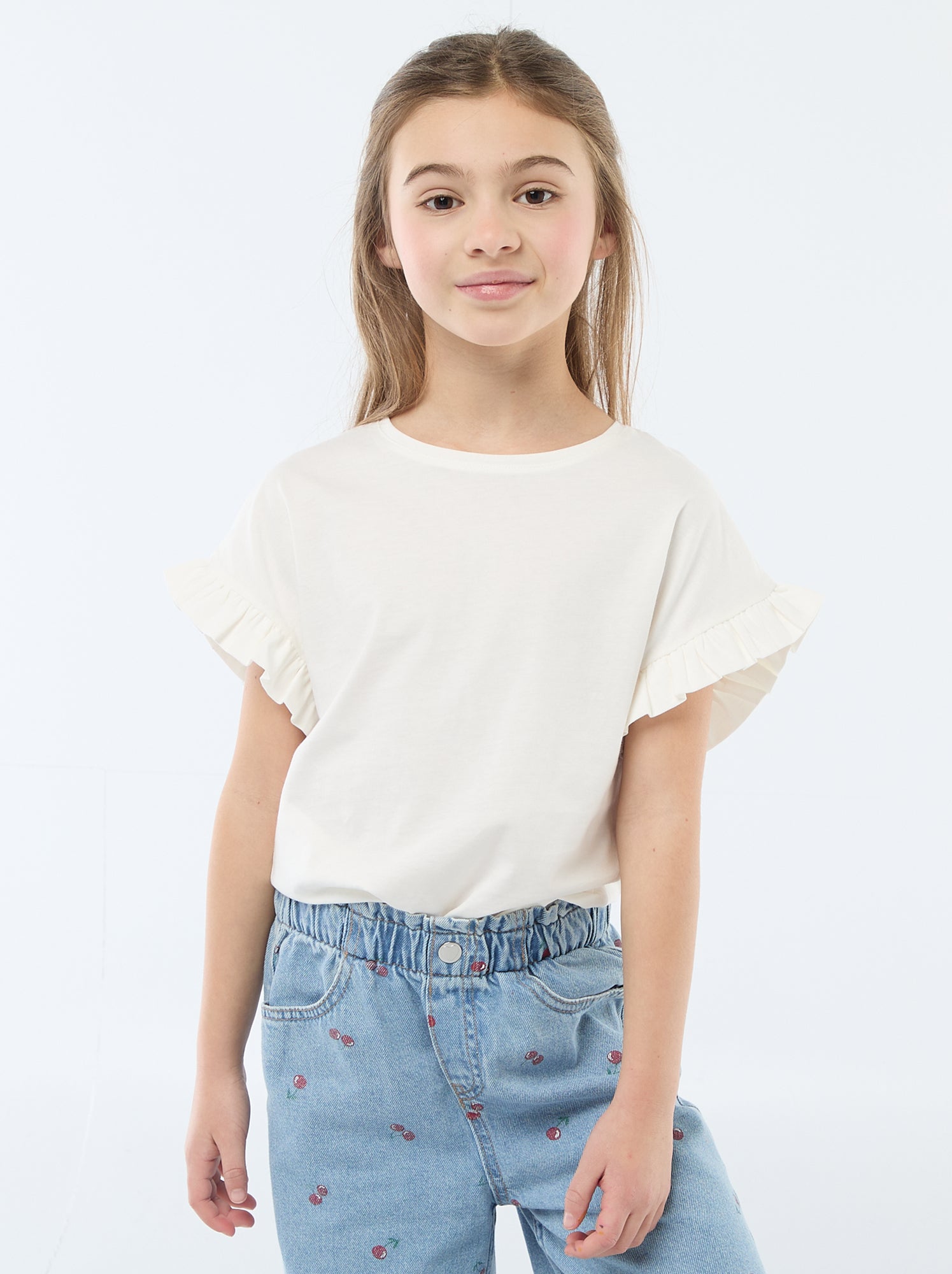 T-shirt à manches volantes - Blanc