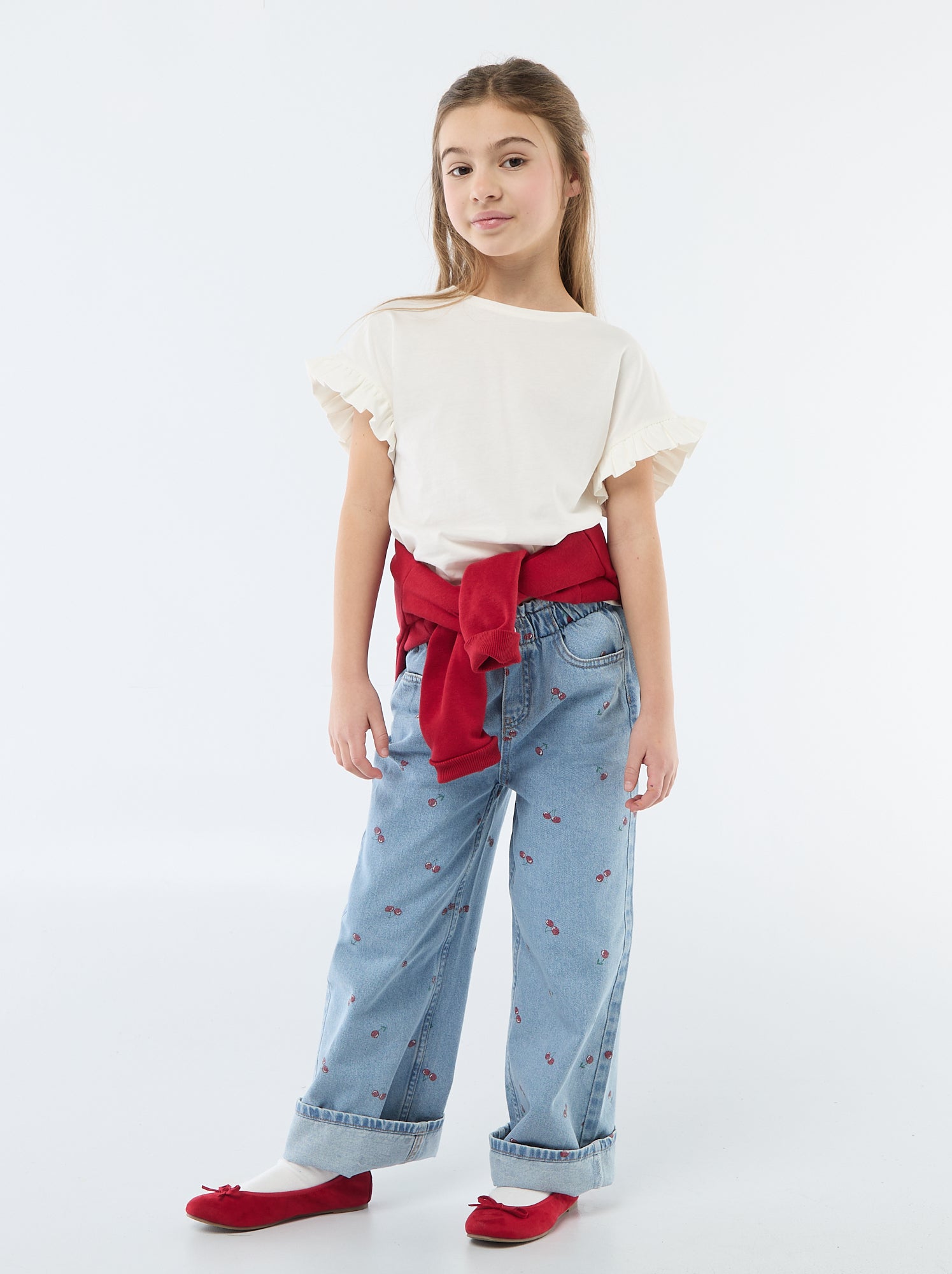 T-shirt à manches volantes - Blanc
