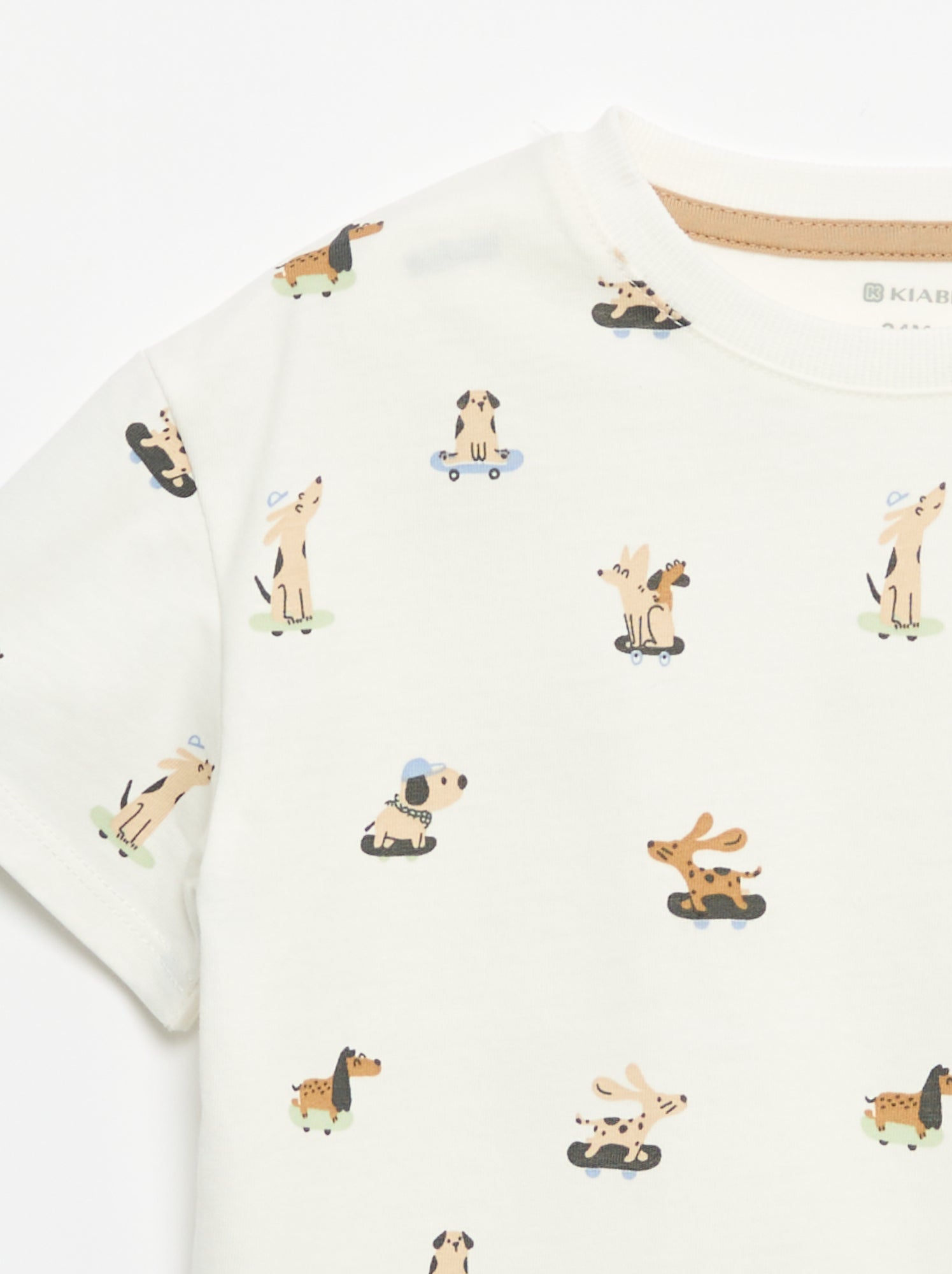 T-shirt à motif et à manches courtes - Blanc