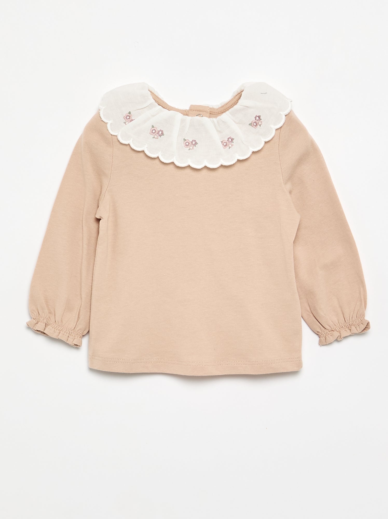 T-shirt avec col Claudine - Beige