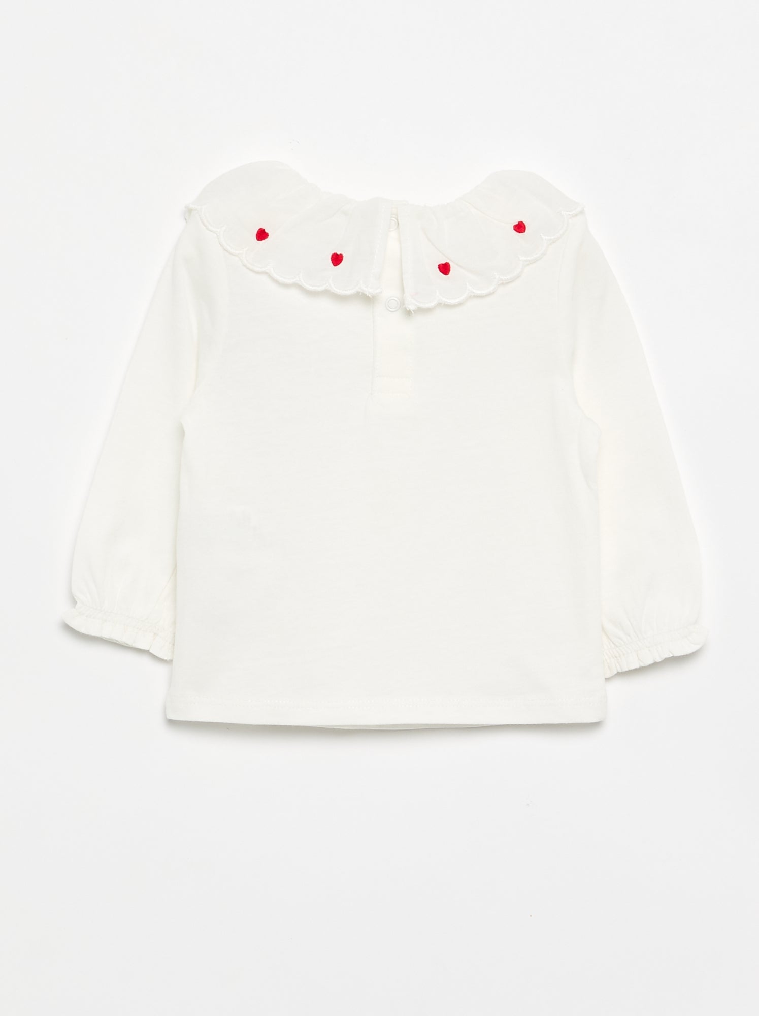 T-shirt avec col Claudine - Blanc