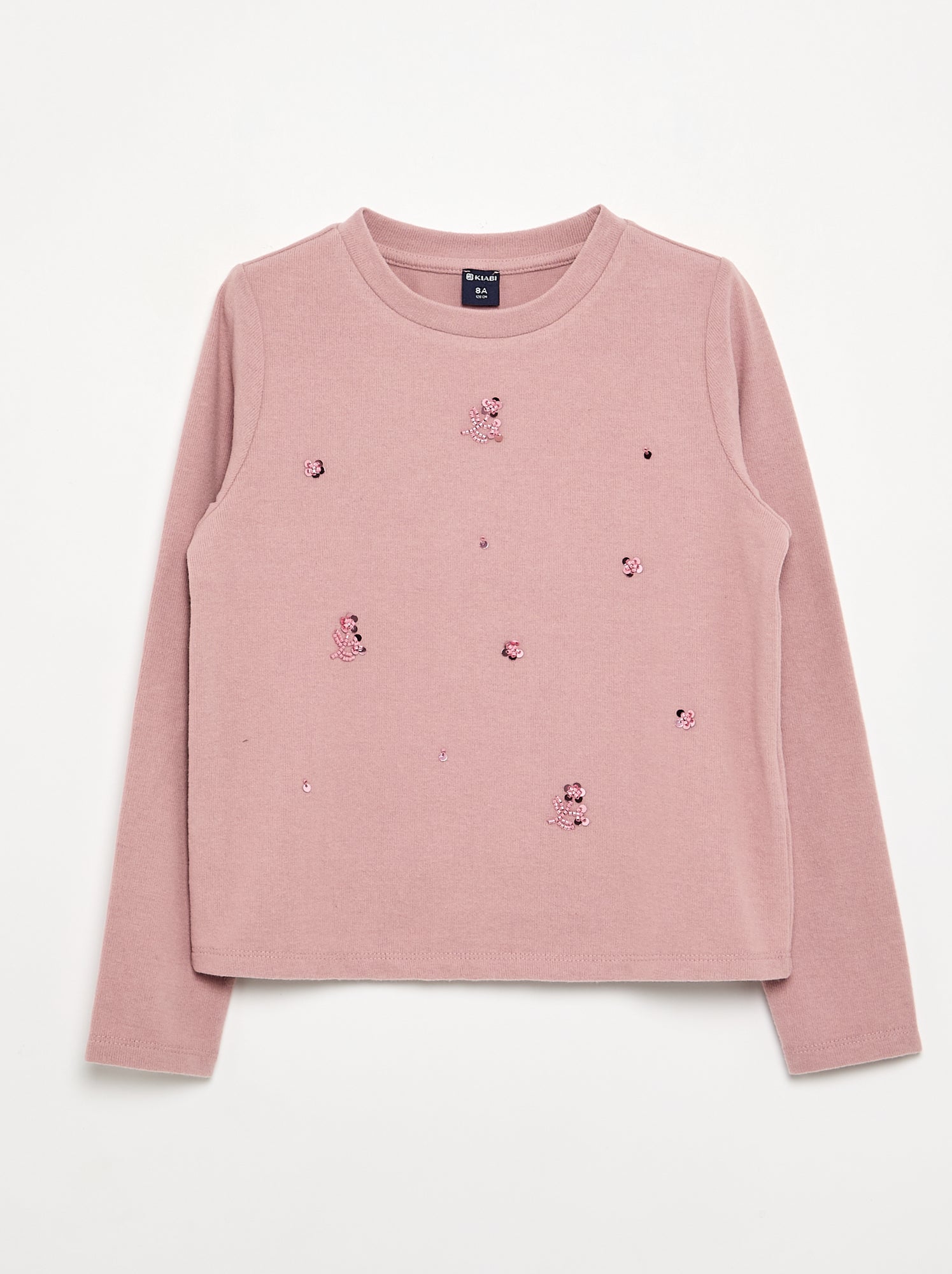 T-shirt avec détails en perles - Rose
