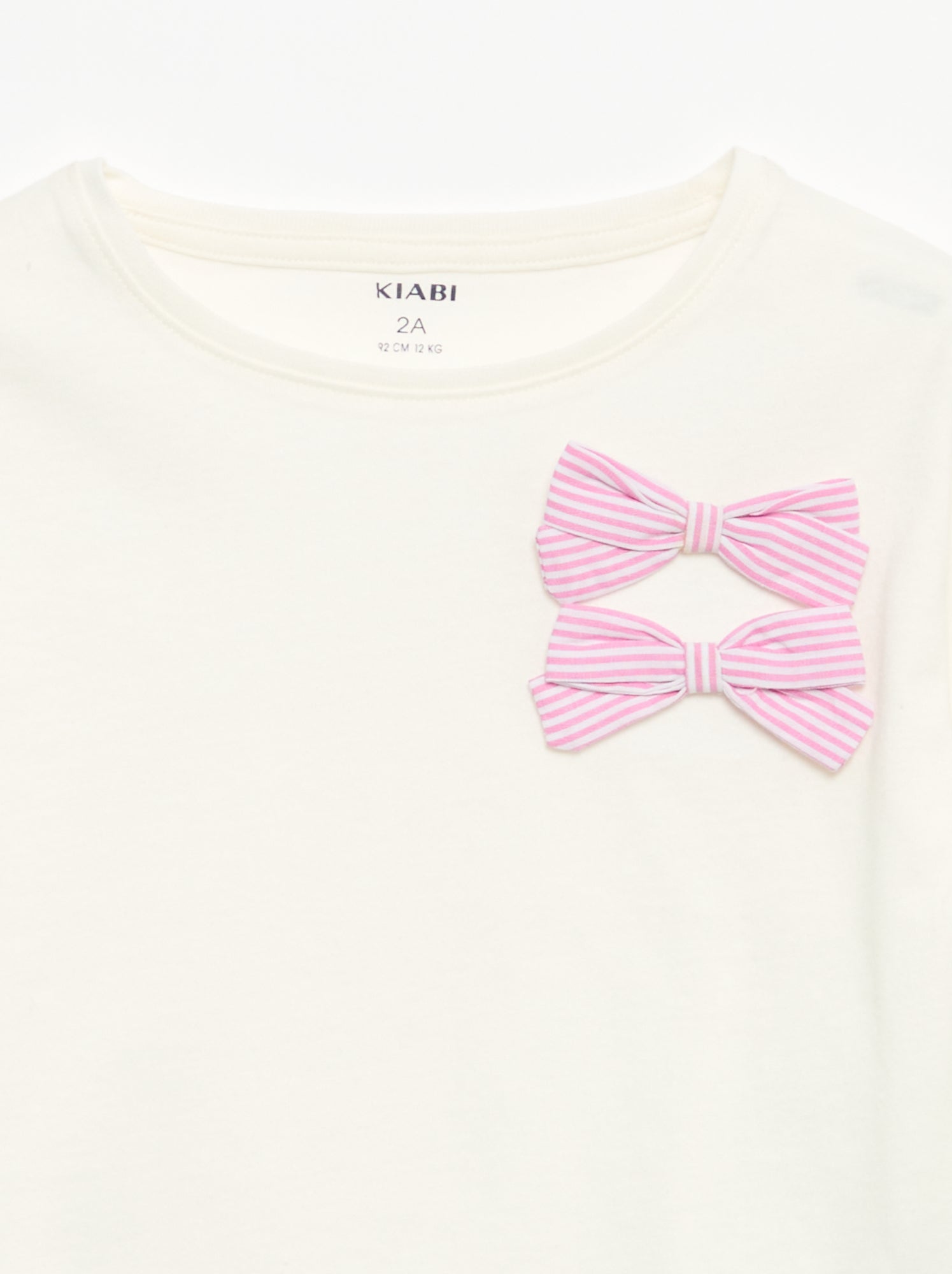 T-shirt avec nœuds décoratifs manches longues - Blanc