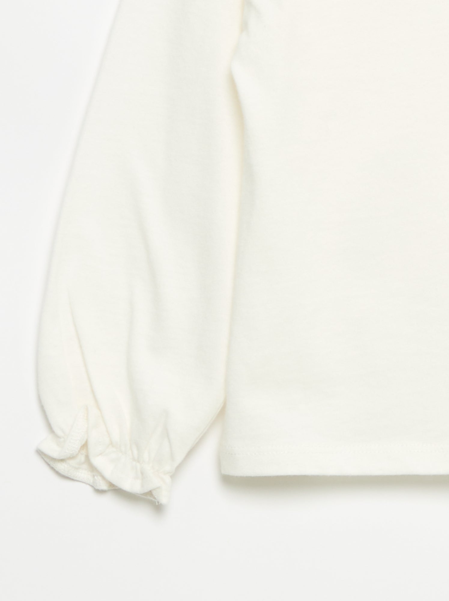 T-shirt avec nœuds décoratifs manches longues - Blanc