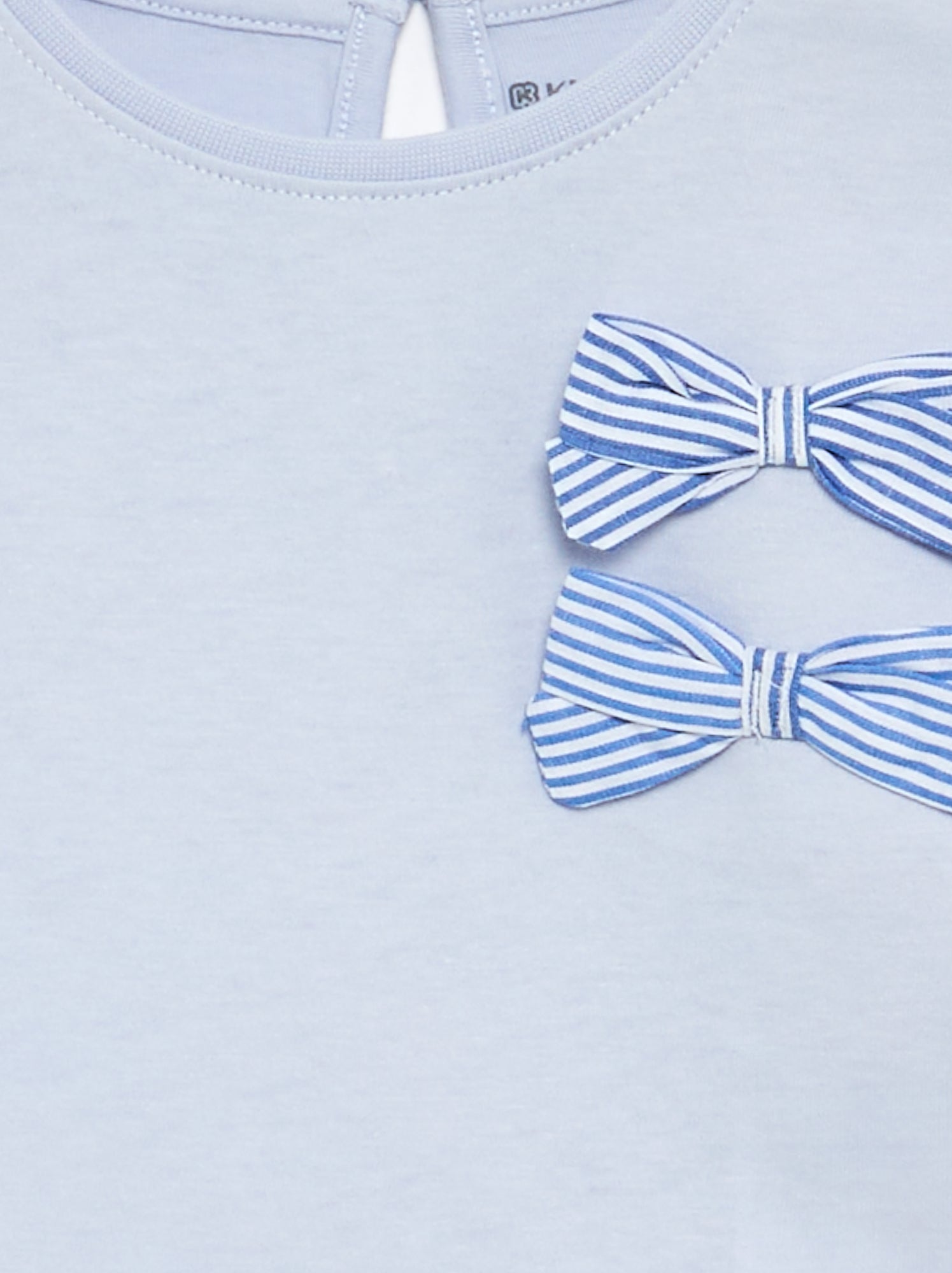 T-shirt avec nœuds décoratifs manches longues - Bleu