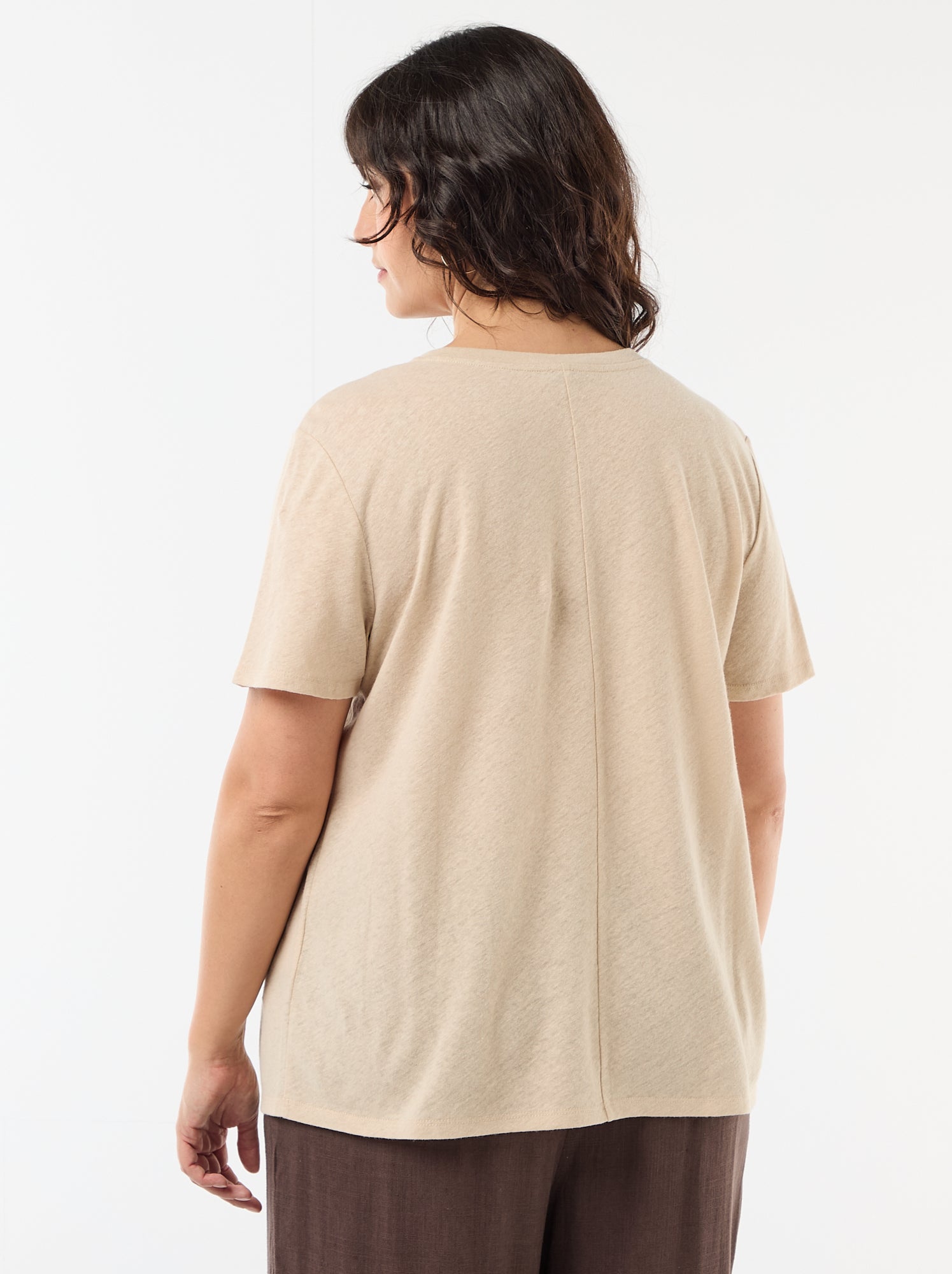 T-shirt basique col V et manches courtes - Blanc