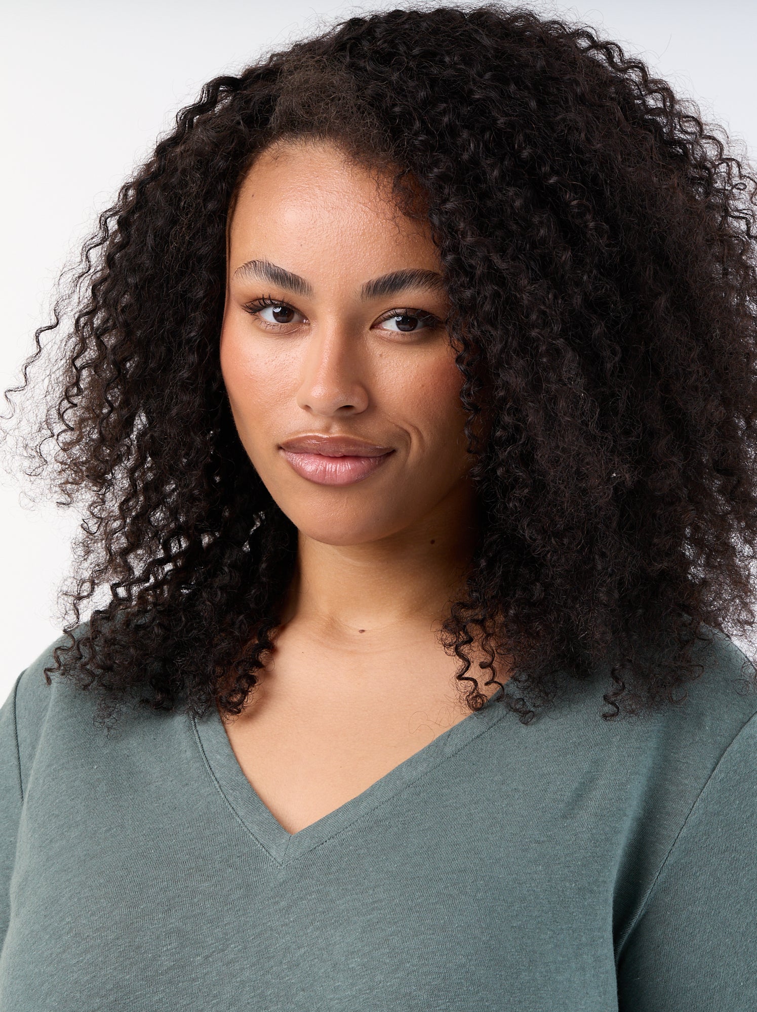 T-shirt basique col V et manches courtes - Vert