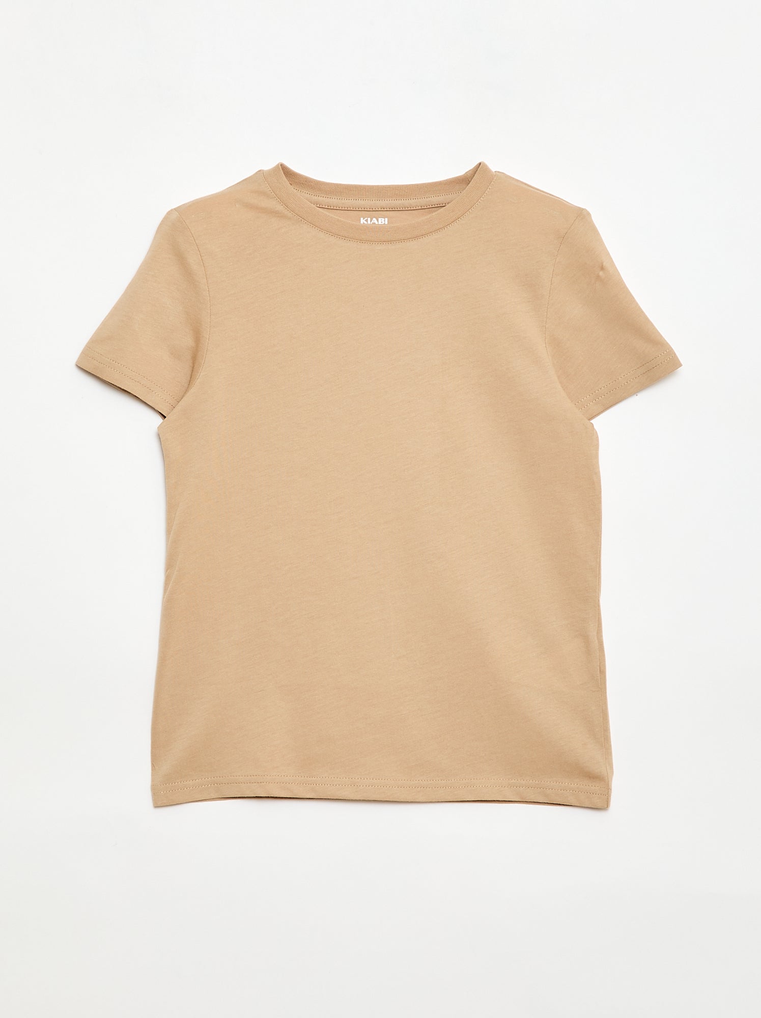 T-shirt basique en jersey uni - Beige