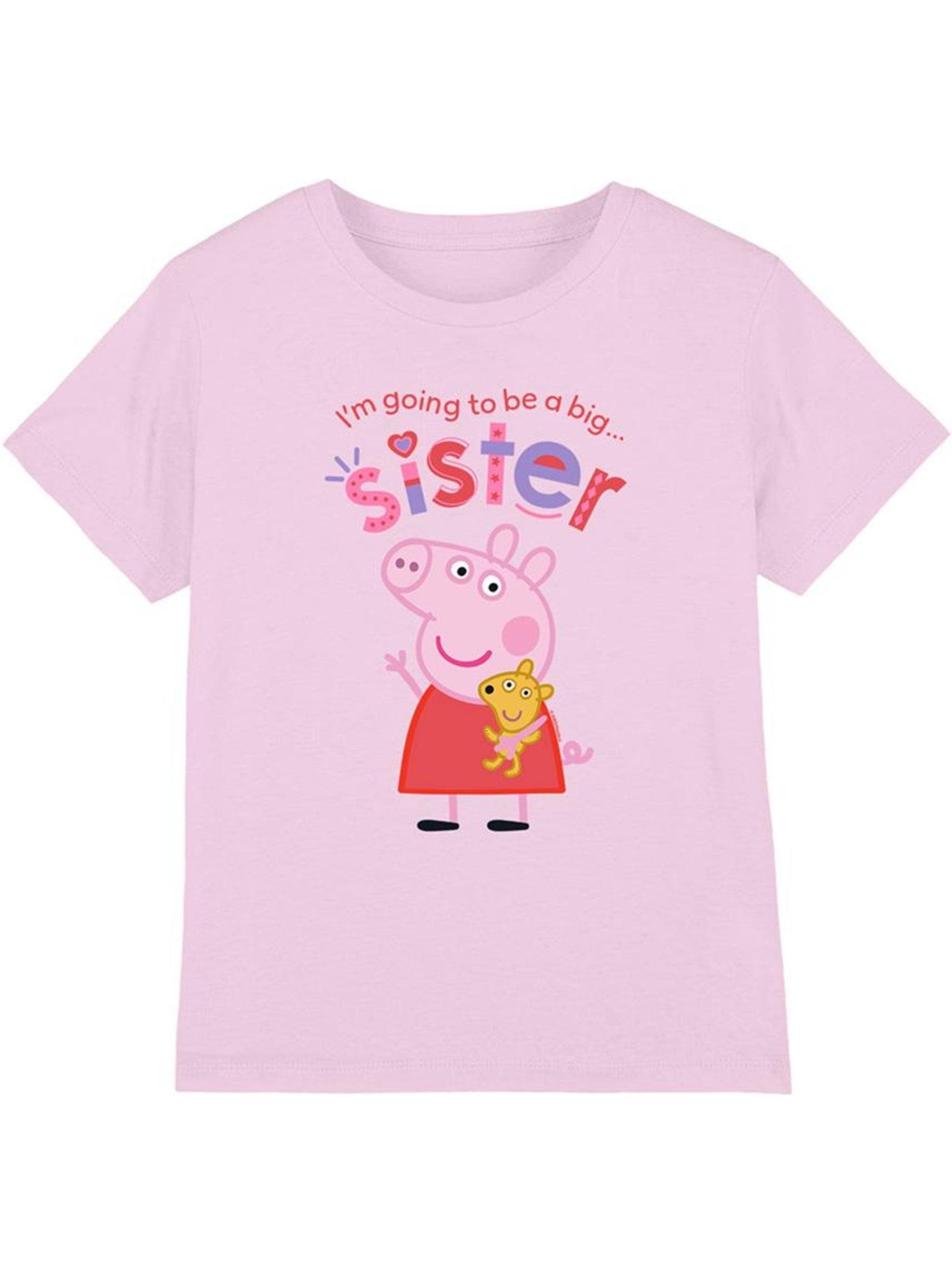 T-shirt big sister - peppa pig - Rose clair