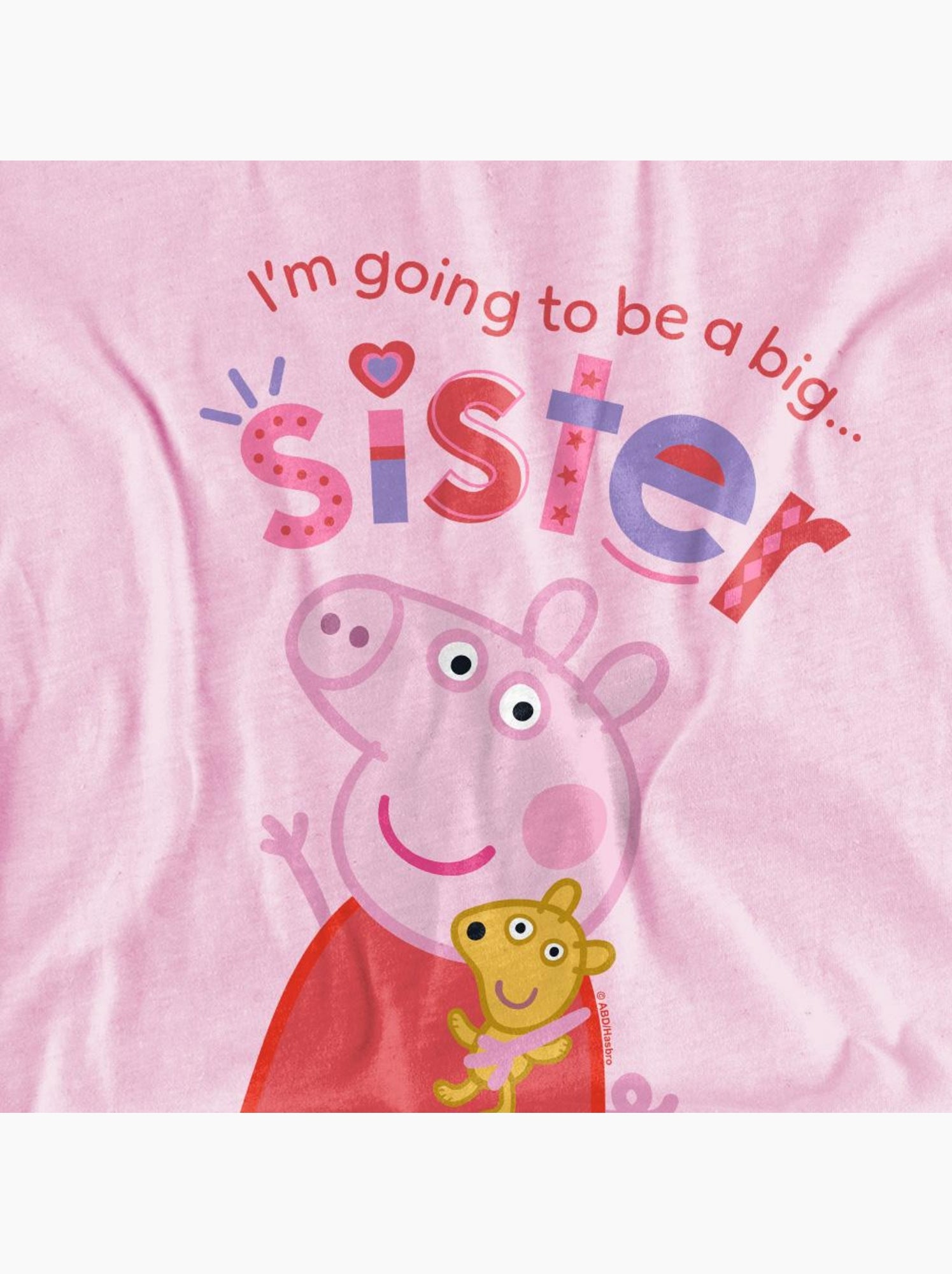 T-shirt big sister - peppa pig - Rose clair