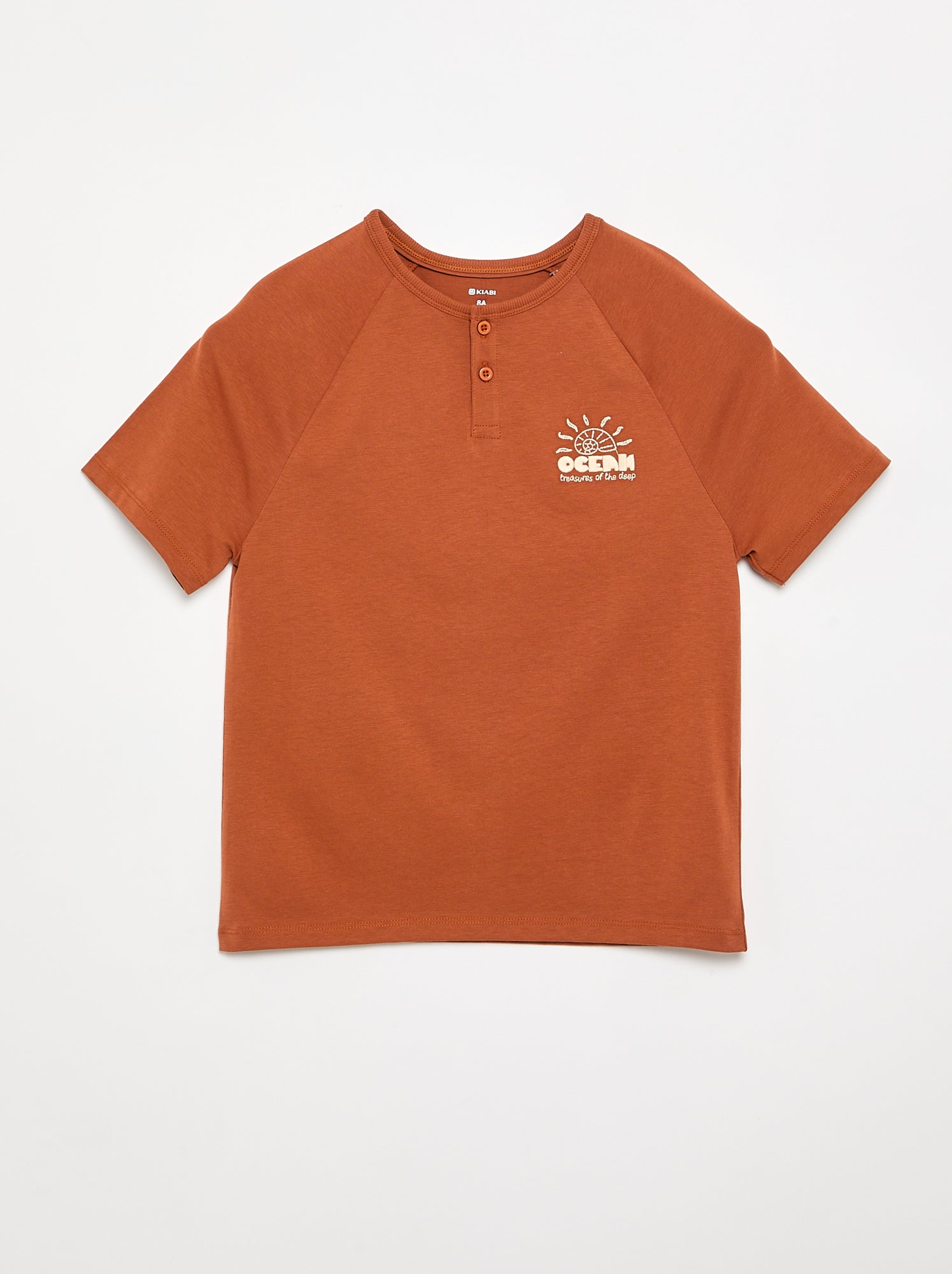 T-shirt brodé à manches courtes - Marron