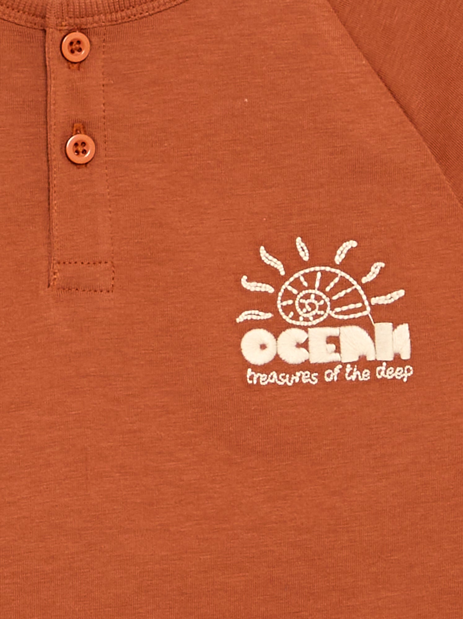 T-shirt brodé à manches courtes - Marron