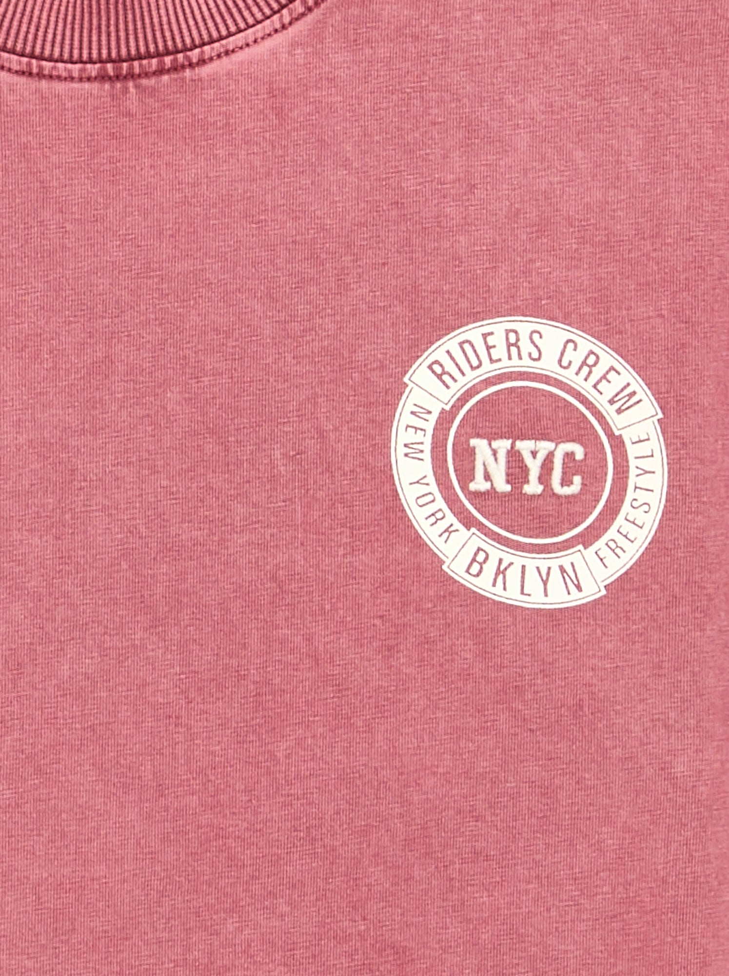 T-shirt brodé et imprimé à manches courtes - Rose