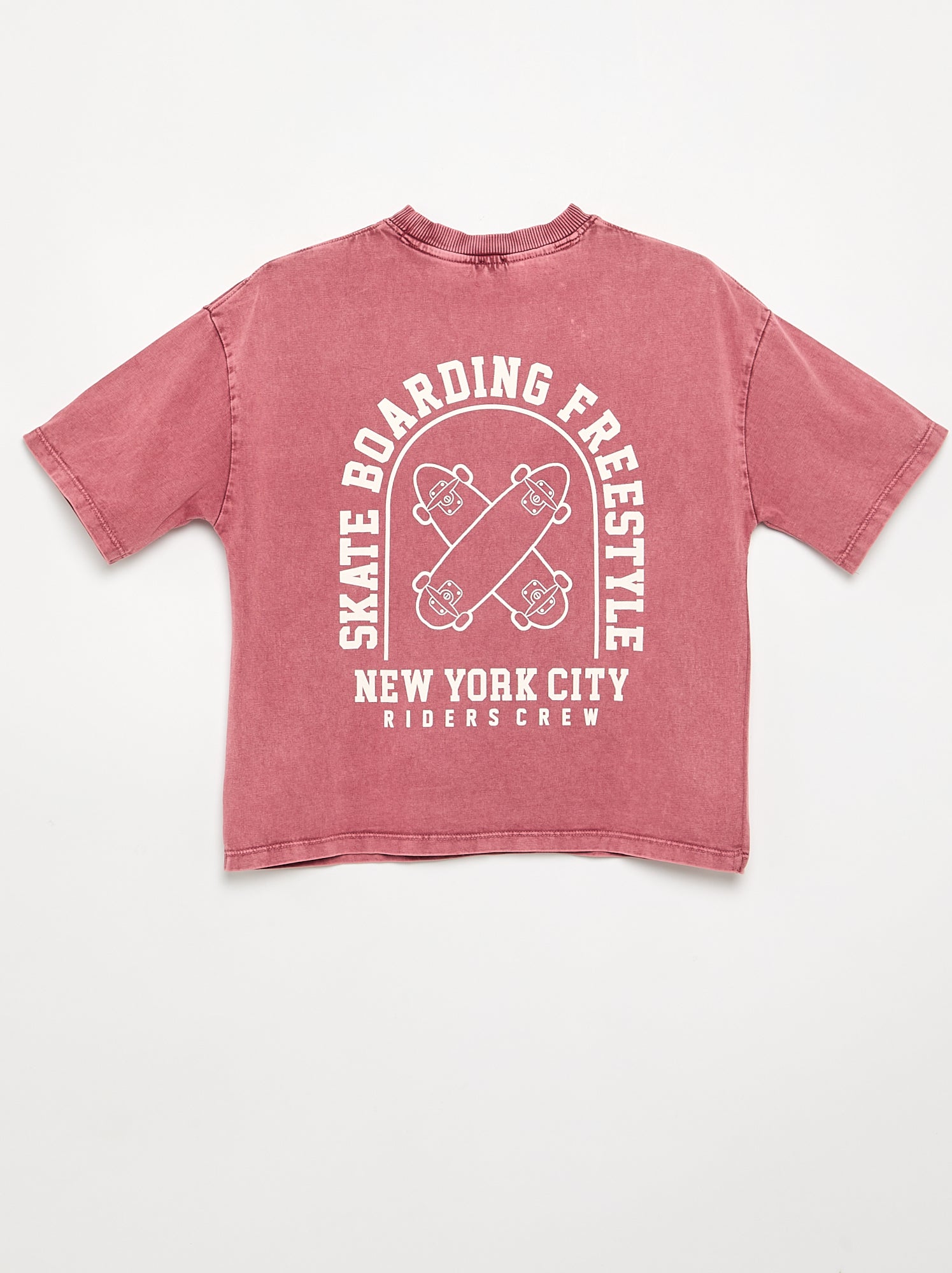 T-shirt brodé et imprimé à manches courtes - Rose