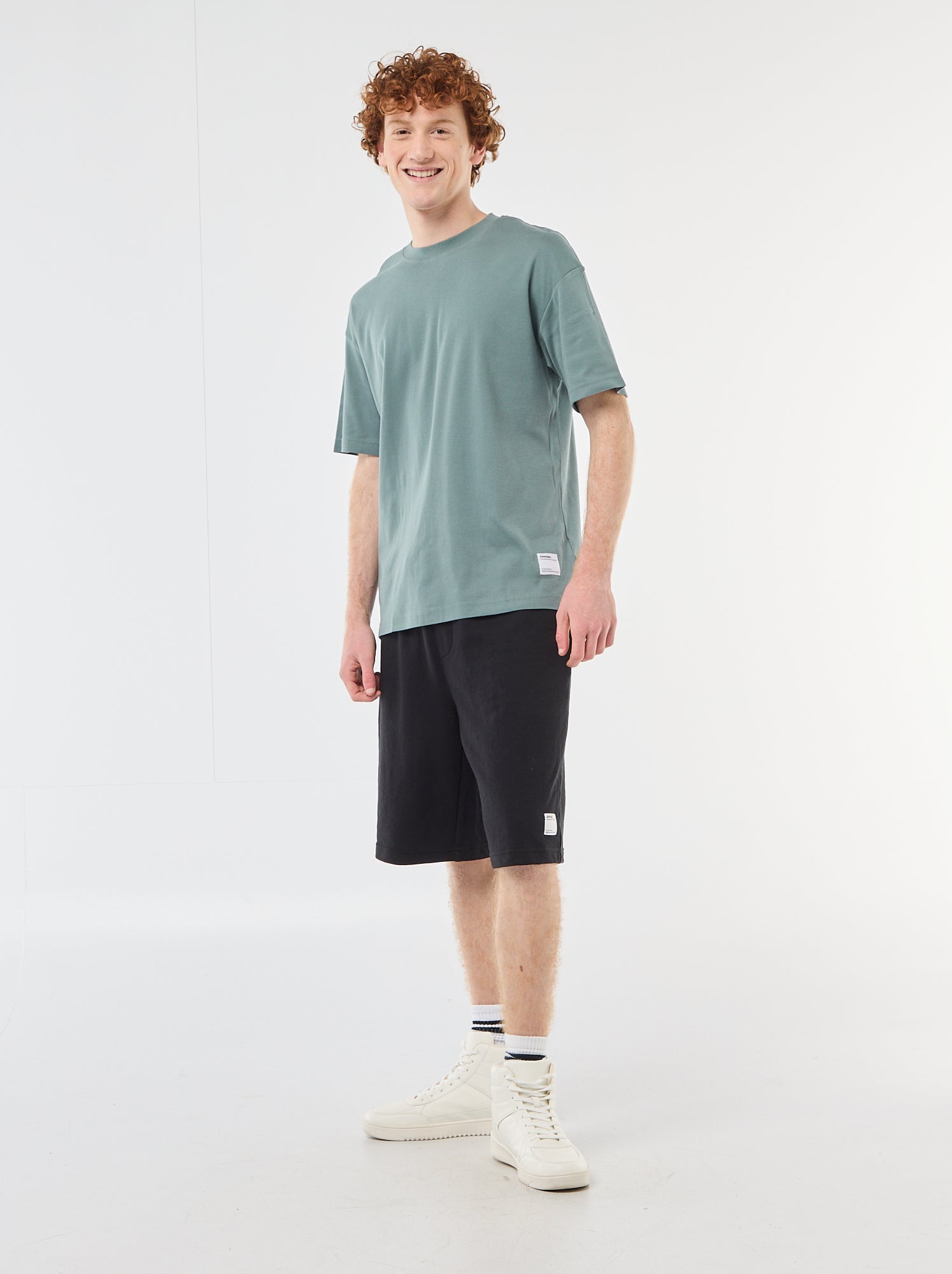 T-shirt col rond en coton - Bleu (BBQ08_40)