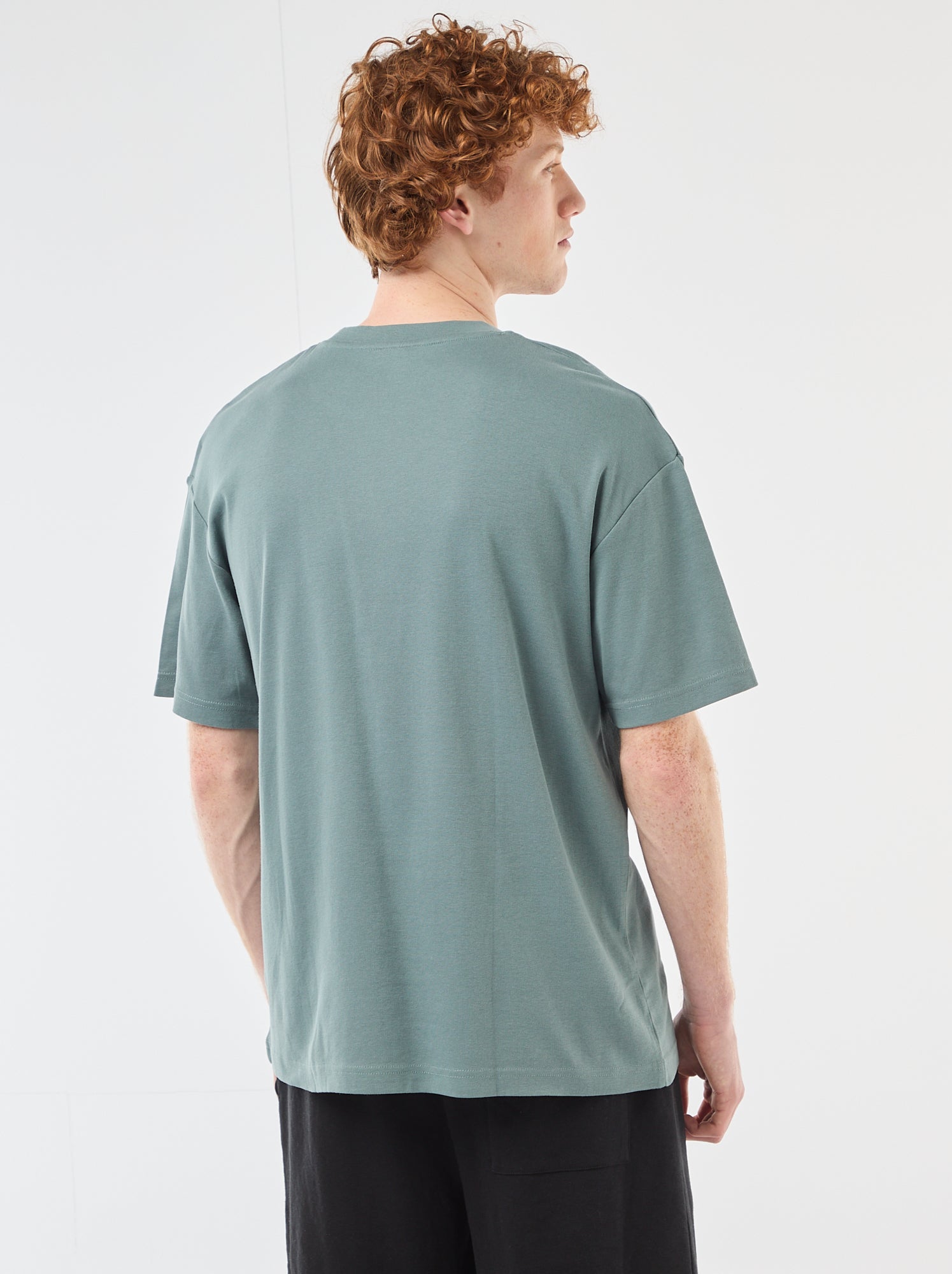 T-shirt col rond en coton - Bleu (BBQ08_40)